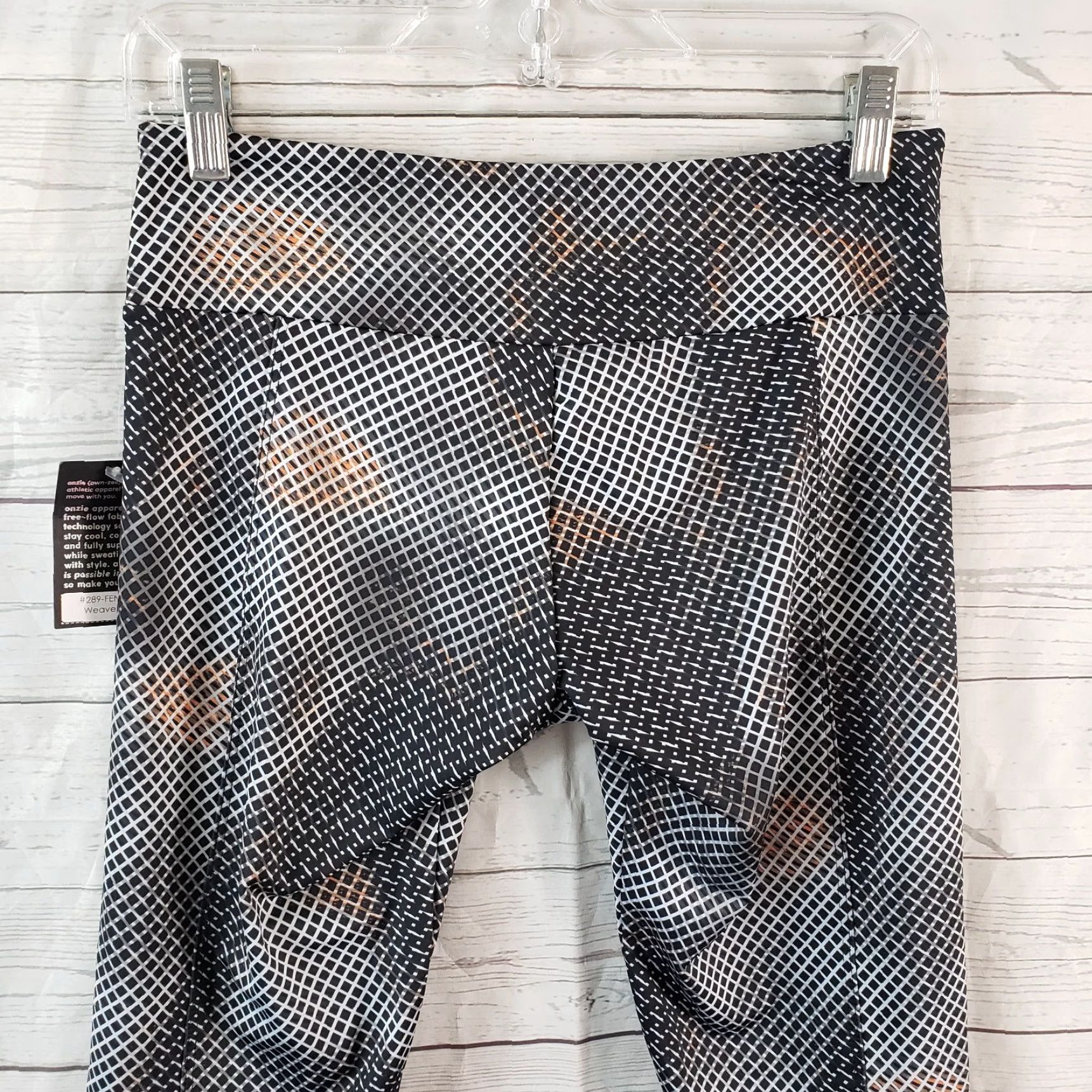 Vintage Onzie Womens Cropped Leggings Sz M/L Black Gray Mid Rise Leggings Size 36" / US 14 / IT 50 - 4 Thumbnail