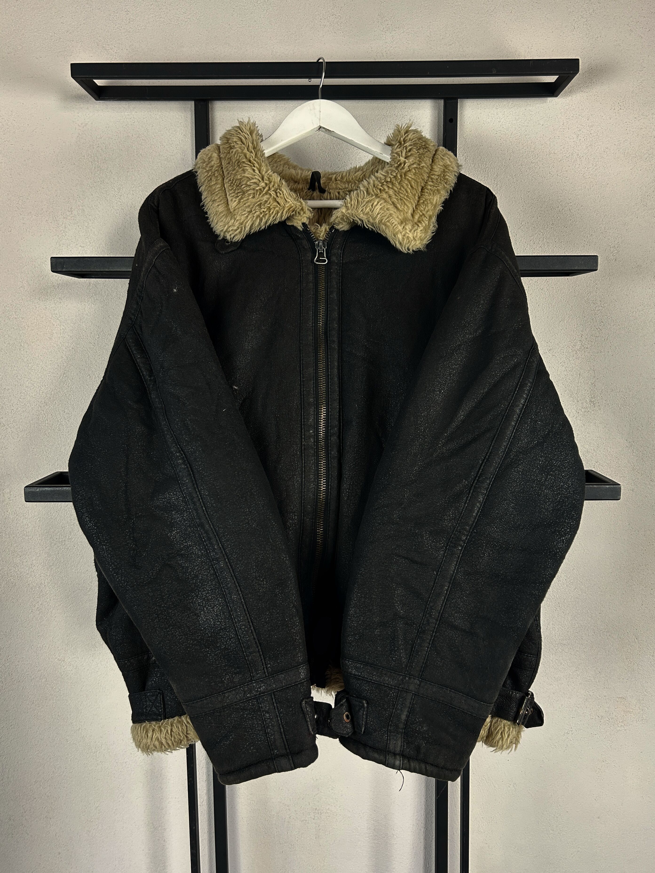 Japanese Brand Shearling Jacket Black Fur Lined Oversized Grunge Y2K Core Size US L / EU 52-54 / 3 - 8 Thumbnail