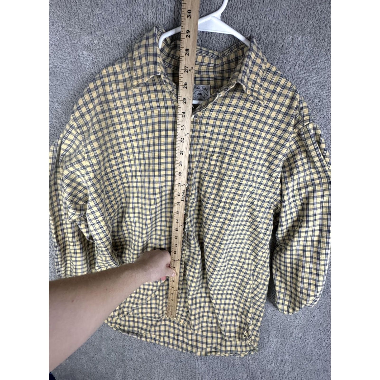 Brooks Brothers Brooks Brothers Shirt Mens XL Yellow Blue Plaid Button Front Cotton Casual Shirt Size US XL / EU 56 / 4 - 7 Thumbnail