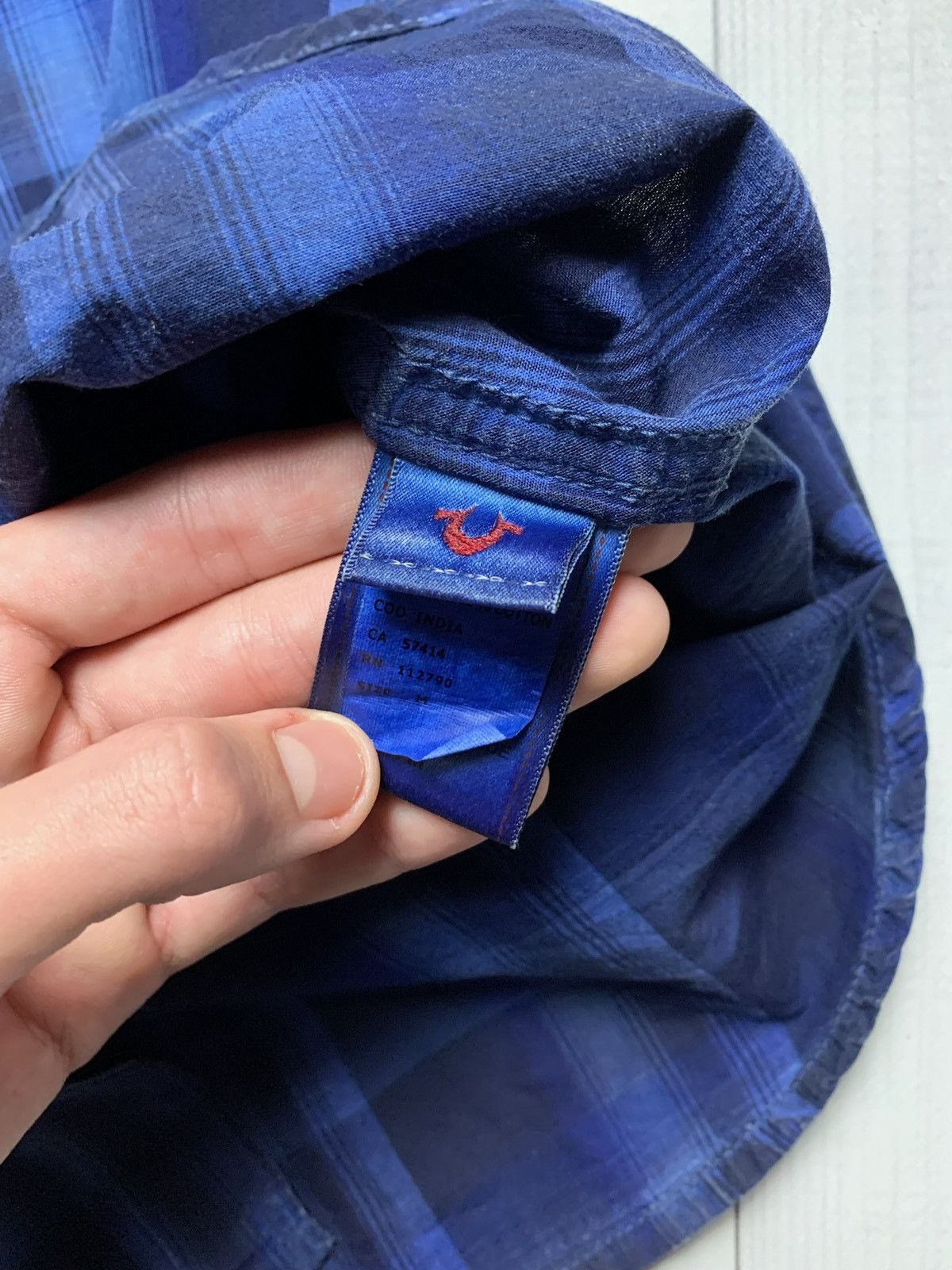 Vintage True religion plaid shirt size M blue rare