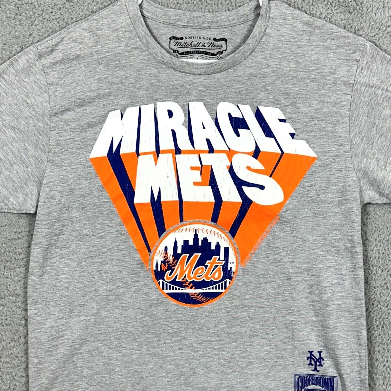 Mitchell & Ness New York Mets T-Shirt Tee Mens Gray Large Miracle Short Sleeve Mitchell Ness Size US L / EU 52-54 / 3 - 2 Thumbnail