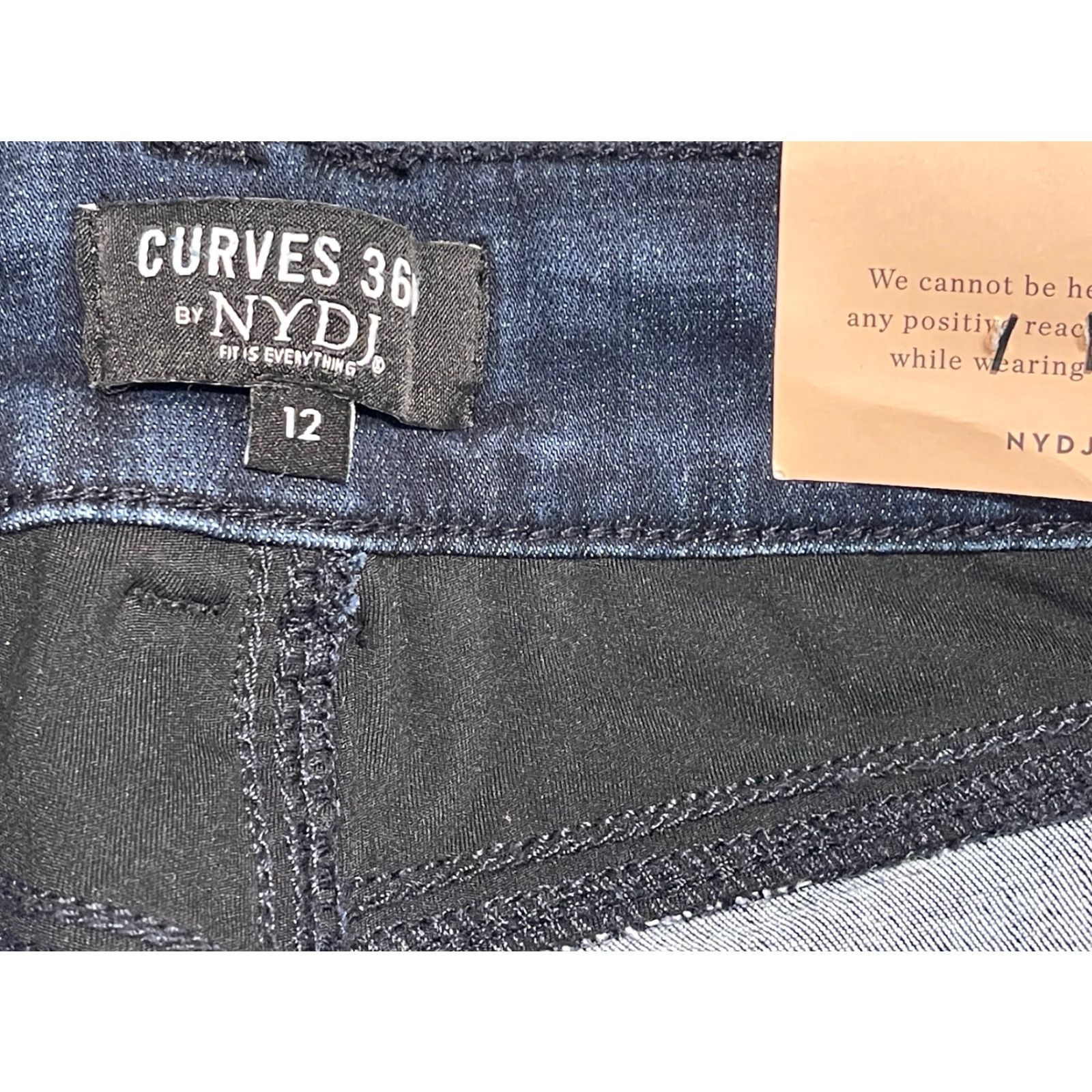 NYDJ VINTAGE NYDJ Curve Shaper Marilyn Straight Jeans Underground 12 33x31 Blue Womens Jeans Size 34" / US 12 / IT 48 - 4 Thumbnail