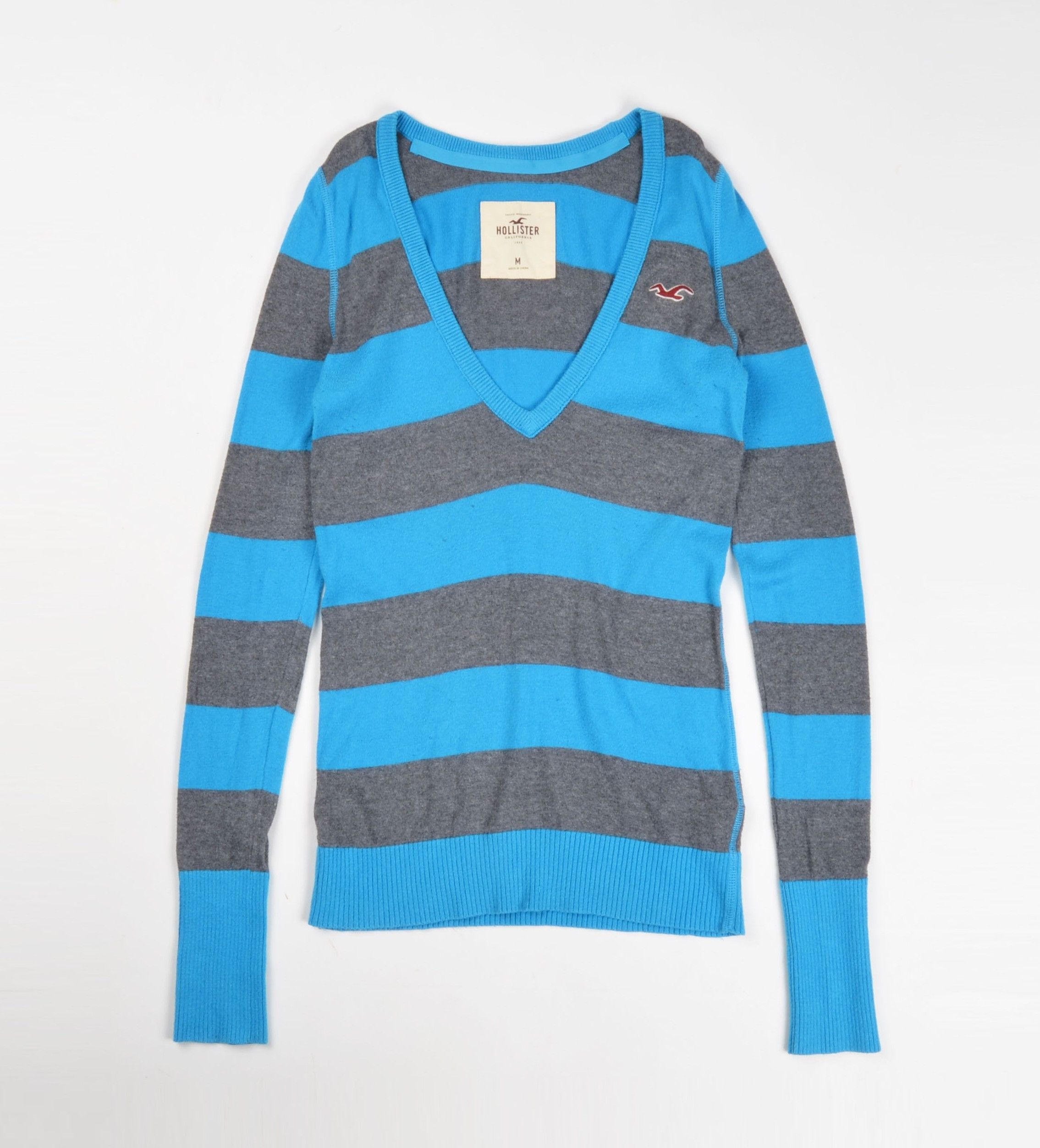 Hollister Hollister Women's Y2K Blue/Gray Striped Fitted Long Sleeve Size M / US 6-8 / IT 42-44 - 4 Thumbnail