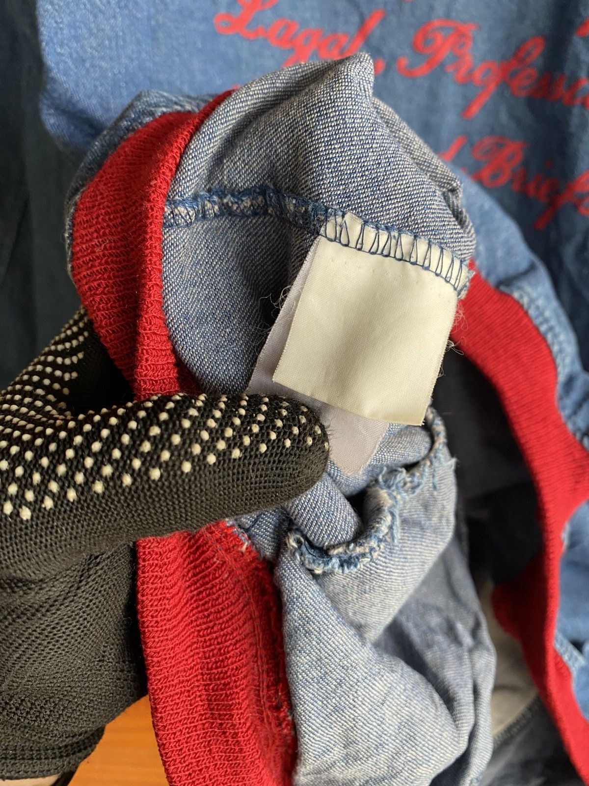Japanese Brand Vintage Roxy Riders Co Denim Varsity Jacket Blue Red Collar Size US M / EU 48-50 / 2 - 18 Thumbnail