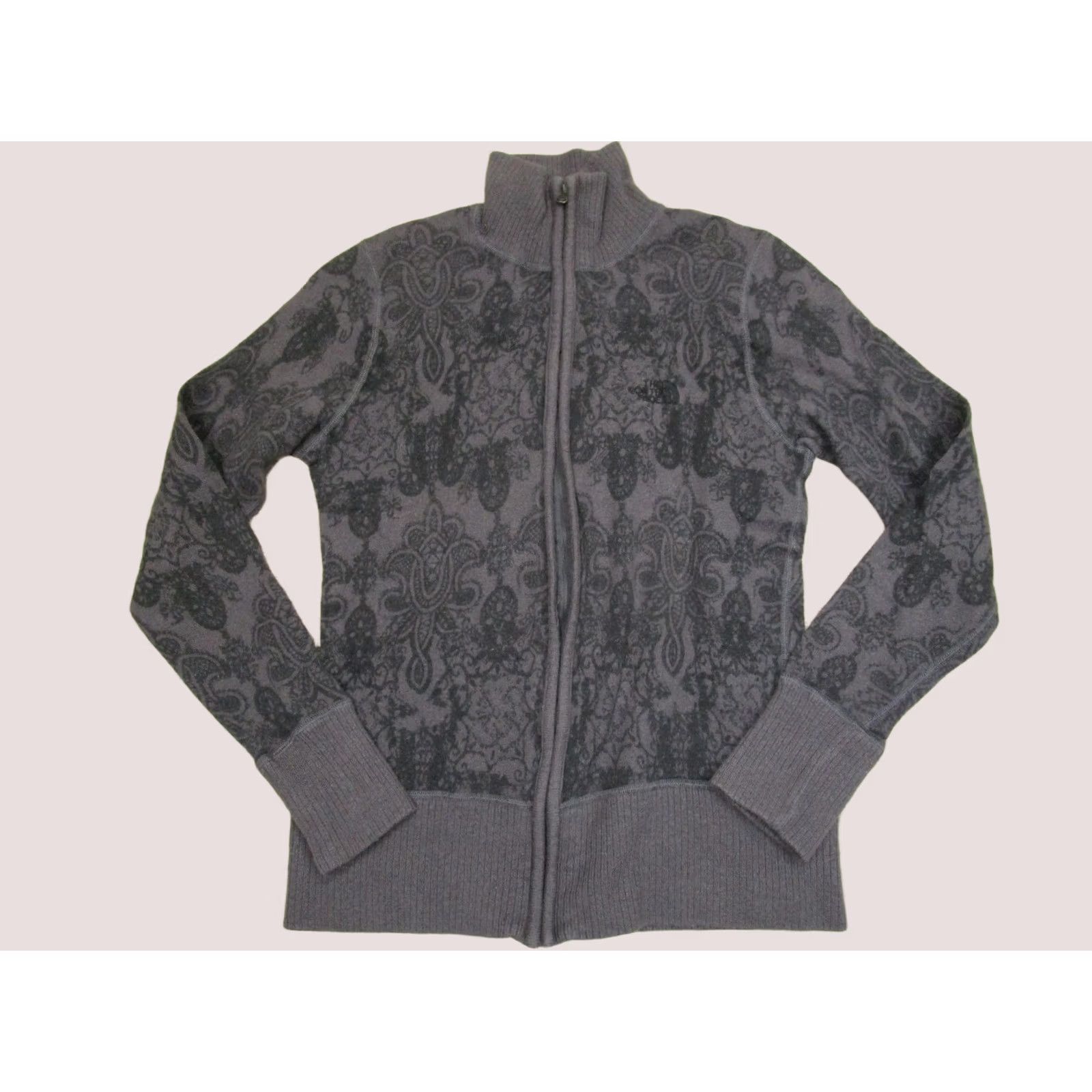 The North Face The North Face Sweater Women Medium Gray Paisley Full Zip Knit Wool Blend Logo Size M / US 6-8 / IT 42-44 - 1 Thumbnail