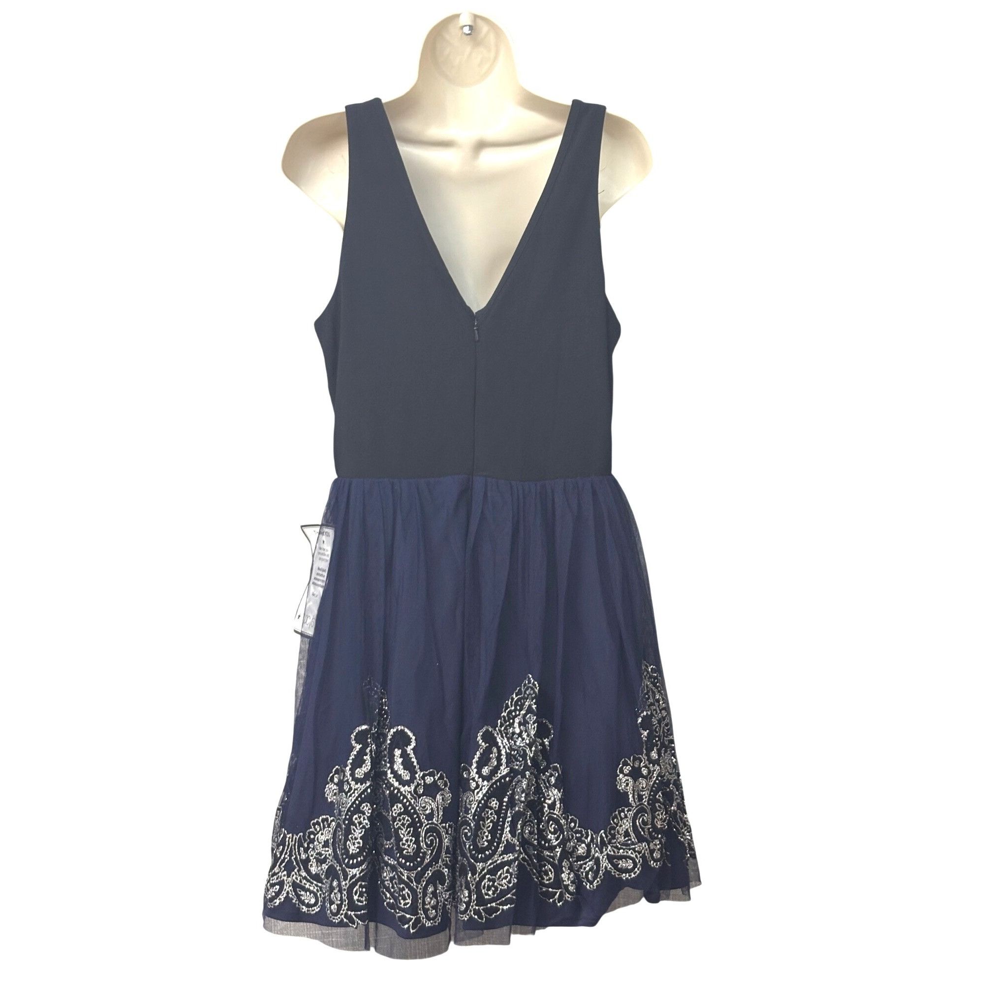 Other Blondies Nites Junior’s Fit and Flare Party Dress, Black/nav Size ONE SIZE - 13 Thumbnail