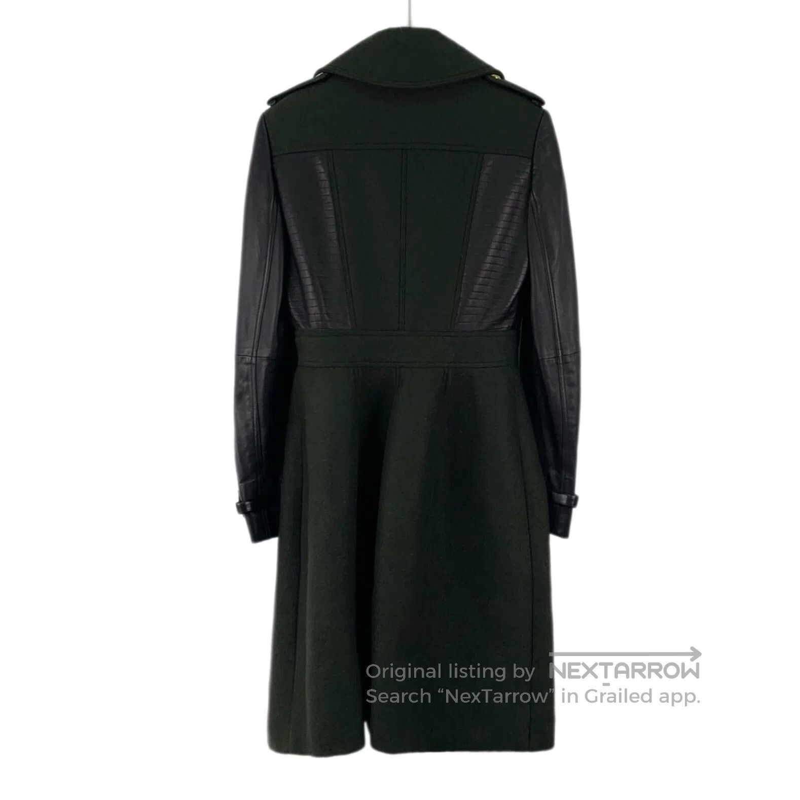 Burberry Burberry Dark green leather patch lapel double-breasted lo Size XS / US 0-2 / IT 36-38 - 2 Thumbnail