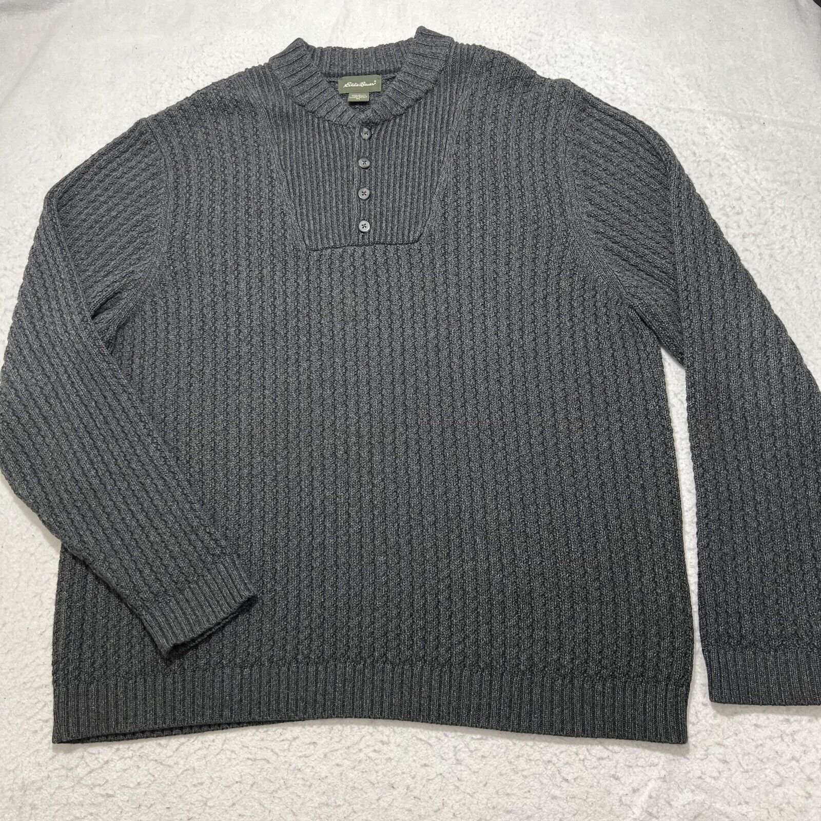 Eddie Bauer Eddie Bauer Henley Sweater Heavyweight Dark Gray Button Up Size US XL / EU 56 / 4 - 1 Thumbnail