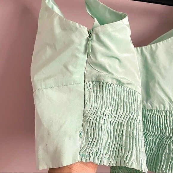 Zara Zara Mint Green Puff Sleeve One Shoulder Crop Top Size S / US 4 / IT 40 - 4 Thumbnail