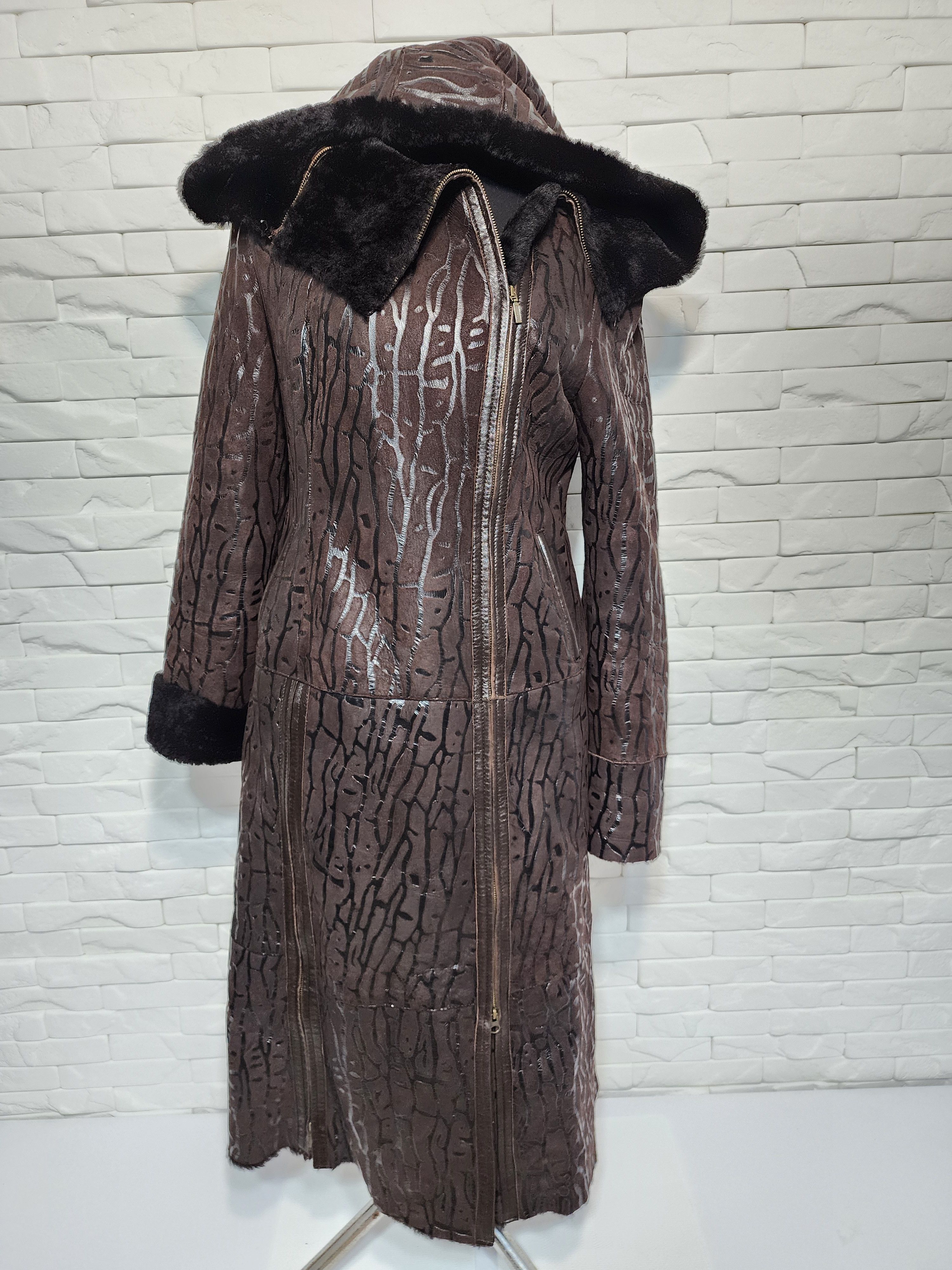 Designer Brown Women's Sheepskin Coat Size M / US 6-8 / IT 42-44 - 1 Thumbnail