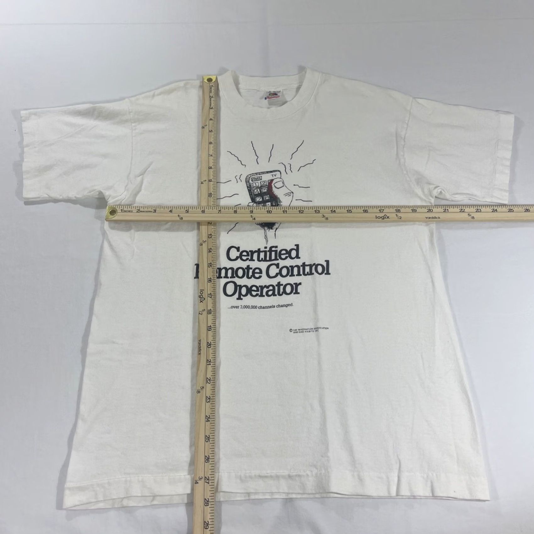 Fruit Of The Loom VINTAGE Fruit of the Loom T-Shirt L White Single Stitch Certified Remote Control Operator 90s Mens Shirt Size US L / EU 52-54 / 3 - 2 Thumbnail