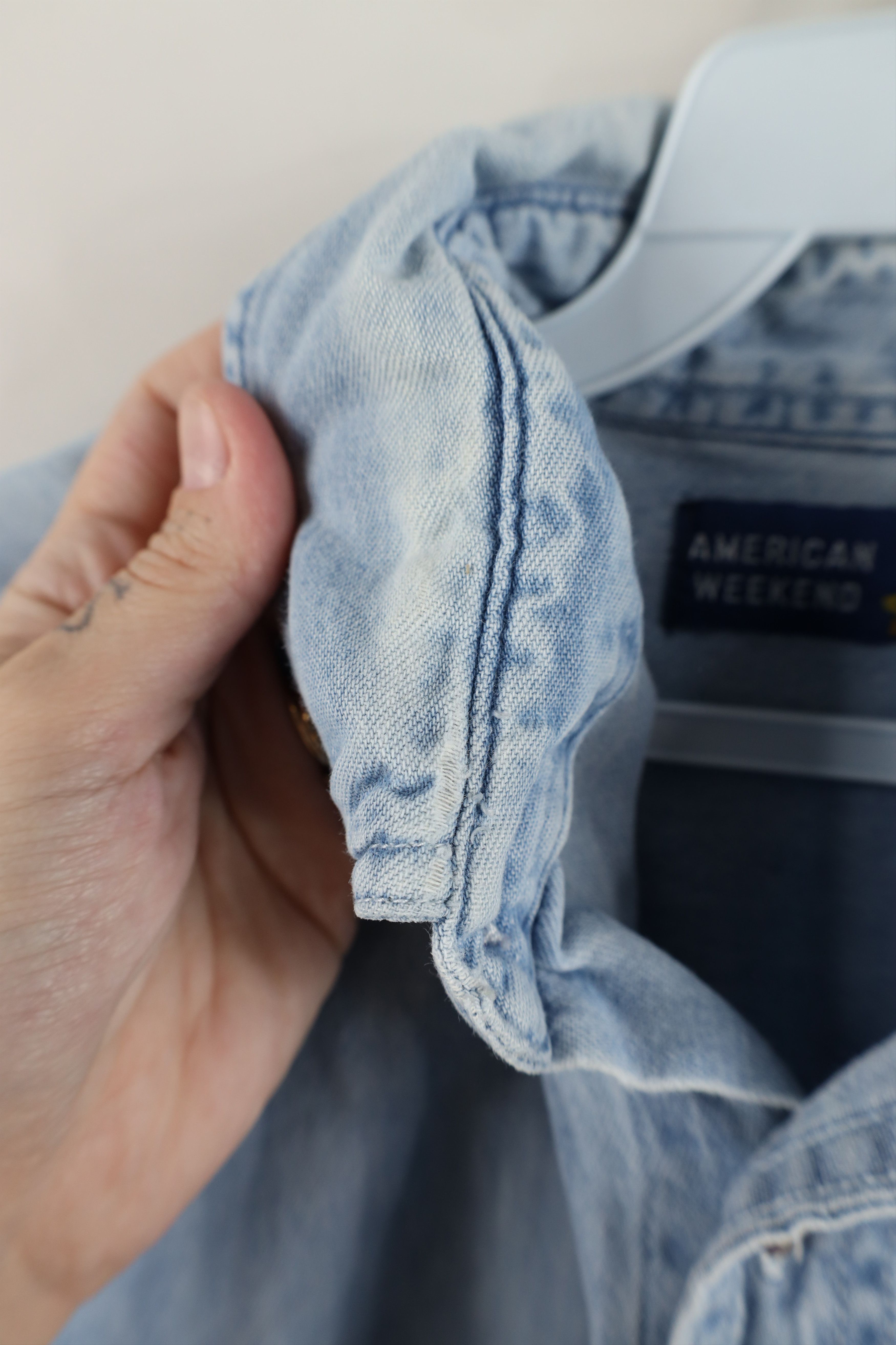 Vintage Vintage 90s Streetwear Denim Jean Collared Button Down Shirt Size US S / EU 44-46 / 1 - 6 Thumbnail