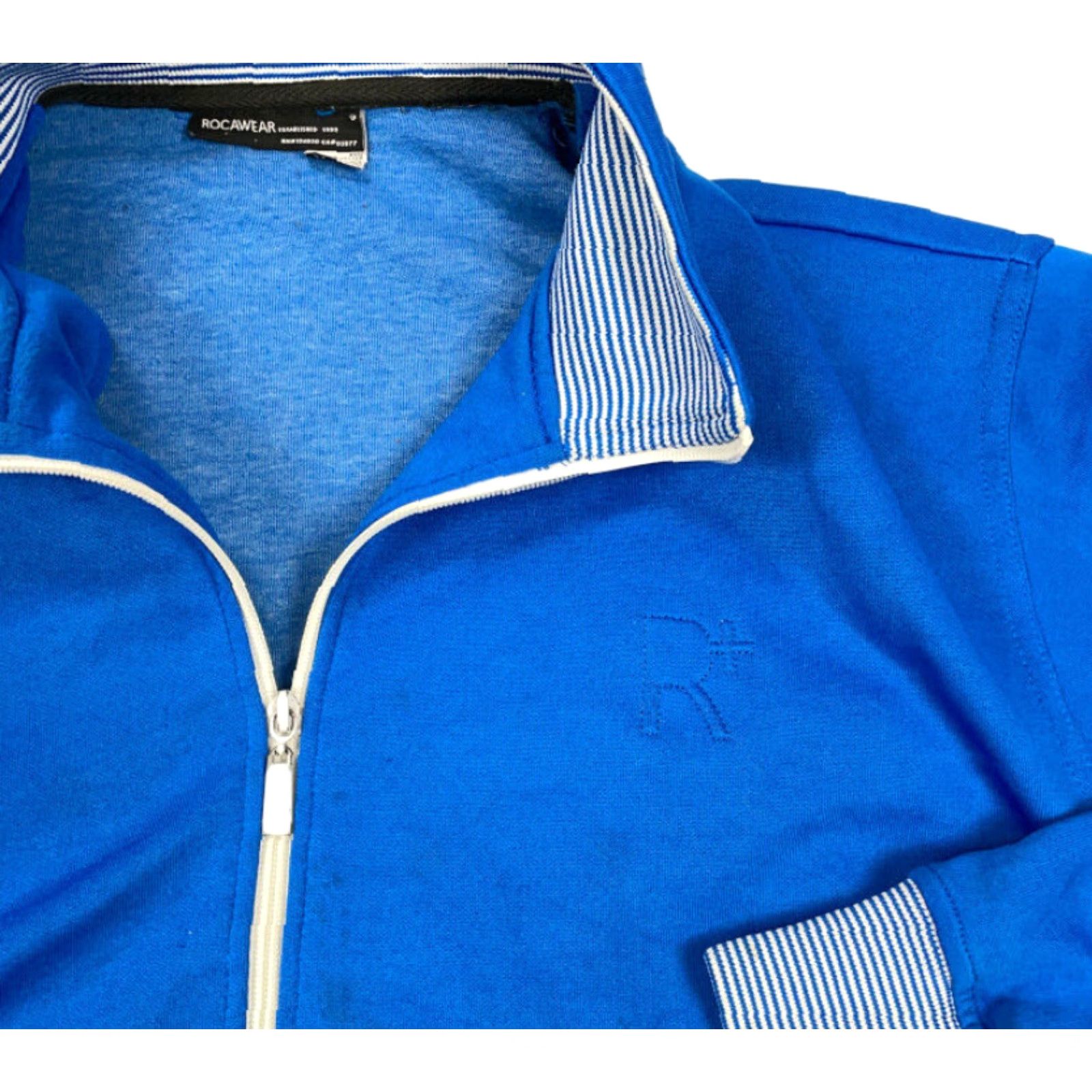Rocawear VTG Rocawear Blue White Full Zip Sweatshirt Adult 2XL Track Jacket 90s Hip Hop Retro Solid Embroidered Long Sleeve Mens Size US XXL / EU 58 / 5 - 4 Thumbnail