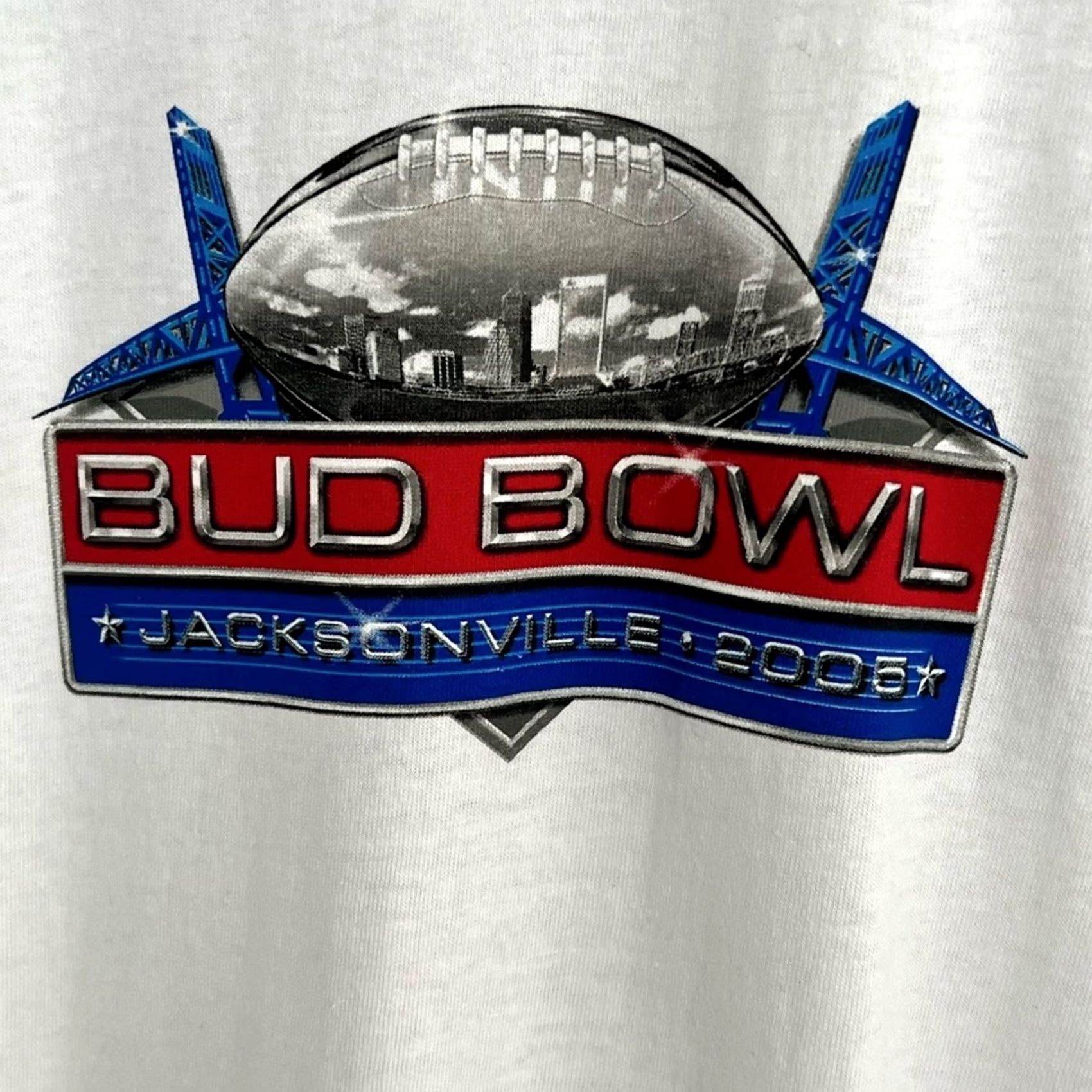 Delta VINTAGE DEADSTOCK 2005 BUD BOWL BUDWEISER BEER SUPER BOWL RINGER TEE SHIRT XL White Mens XL Reserved List Size US XL / EU 56 / 4 - 2 Thumbnail