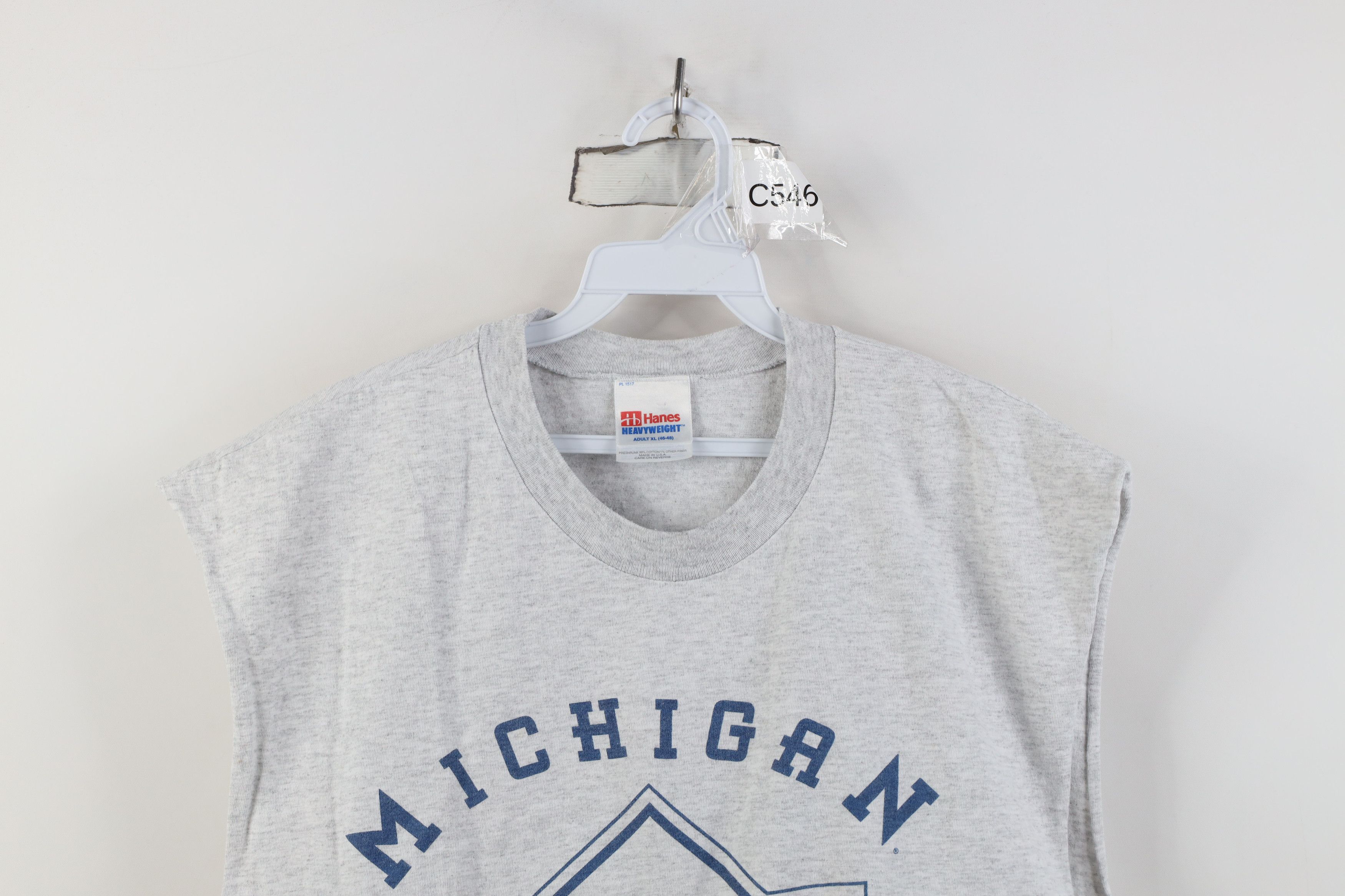 Vintage Vintage 90s Cropped University of Michigan T-Shirt Gray USA Size XL / US 12-14 / IT 48-50 - 2 Thumbnail