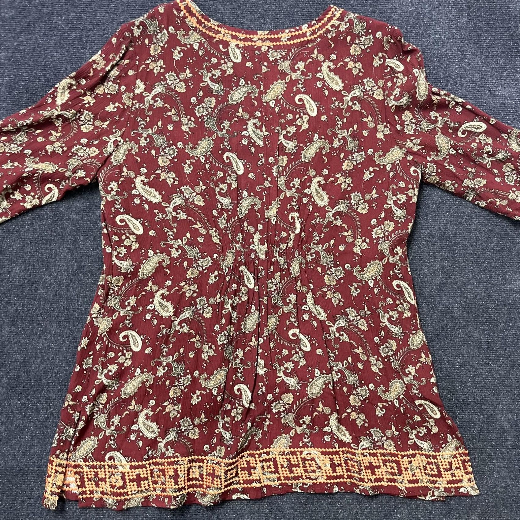 Vintage Magnolia Grace Blouse Womens XL Red Paisley Tunic Boho Embroidered 3/4 Sleeve V-Neck Size XL / US 12-14 / IT 48-50 - 6 Thumbnail