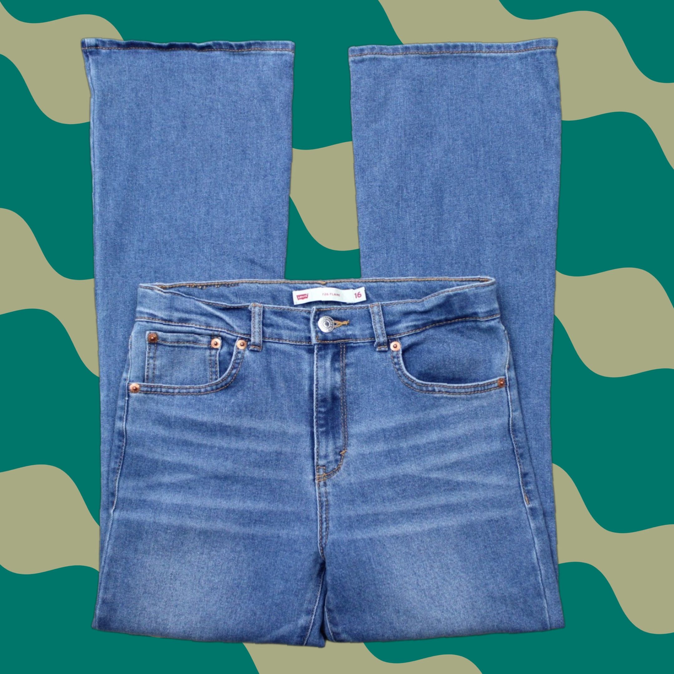 Levi's Levi’s Jeans Womens 16 Blue 726 Flare Leg 5-Pocket Cotton Blend Stretch Denim Size 38" / US 16 / IT 52 - 1 Thumbnail