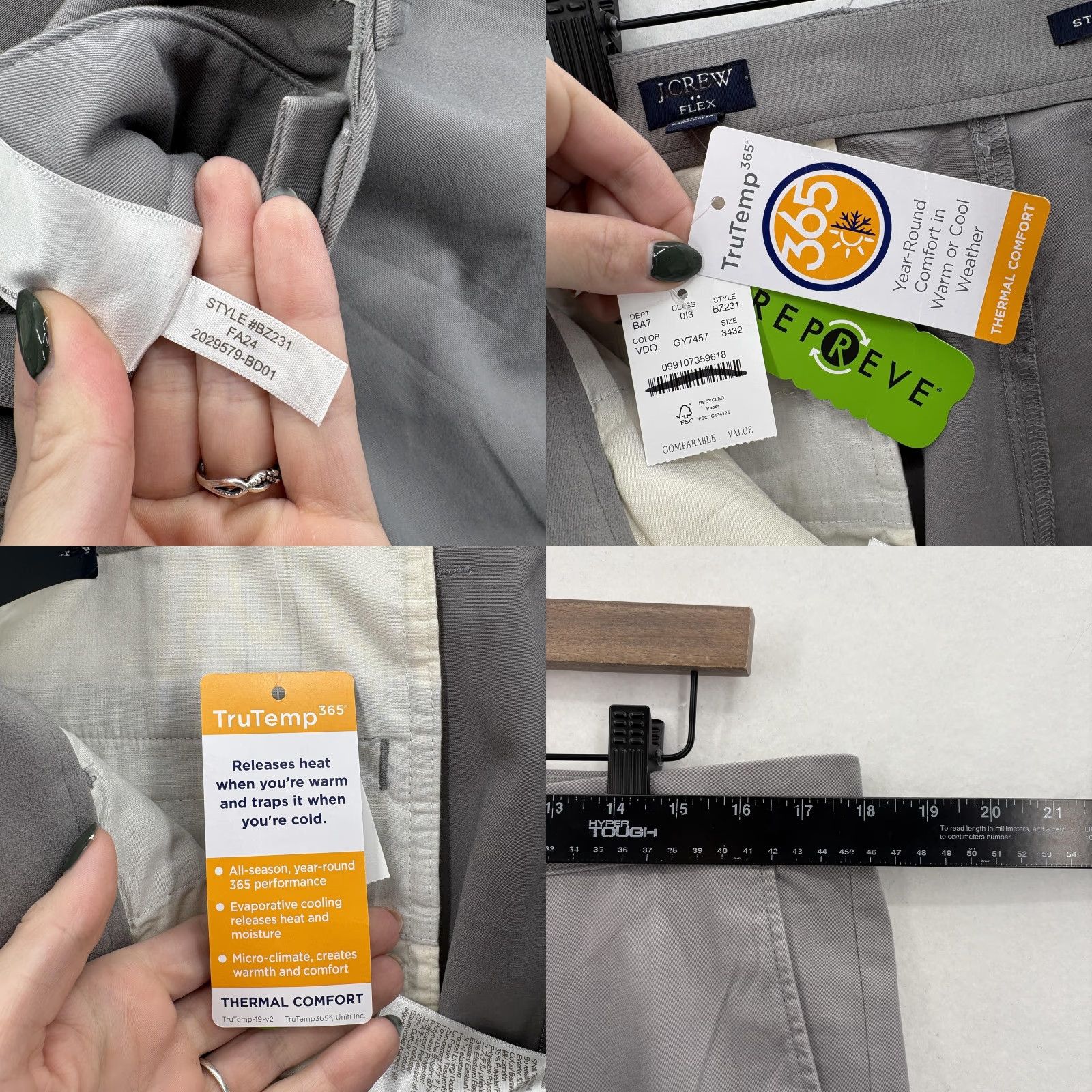 J.Crew J.CREW Flex Pants Mens 34x32 Gray Straight Fit TruTemp 365 Chino Casual Golf NWT Size US 34 / EU 50 - 8 Thumbnail