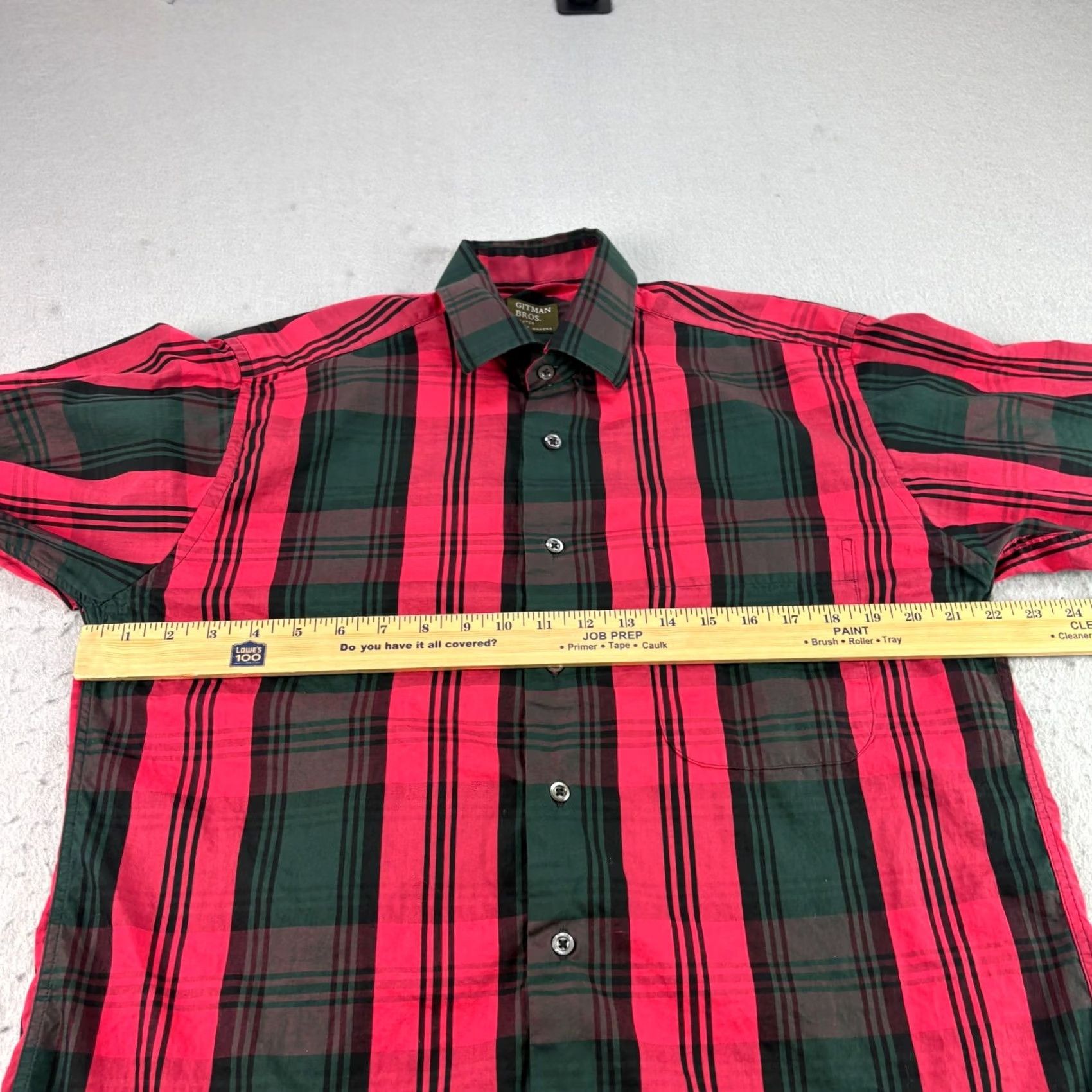 Vintage Gitman Bros Shirt Mens XL Red Plaid Button-Up Long Sleeve Casual Mens Regular Fit USA Made Size US XL / EU 56 / 4 - 4 Thumbnail