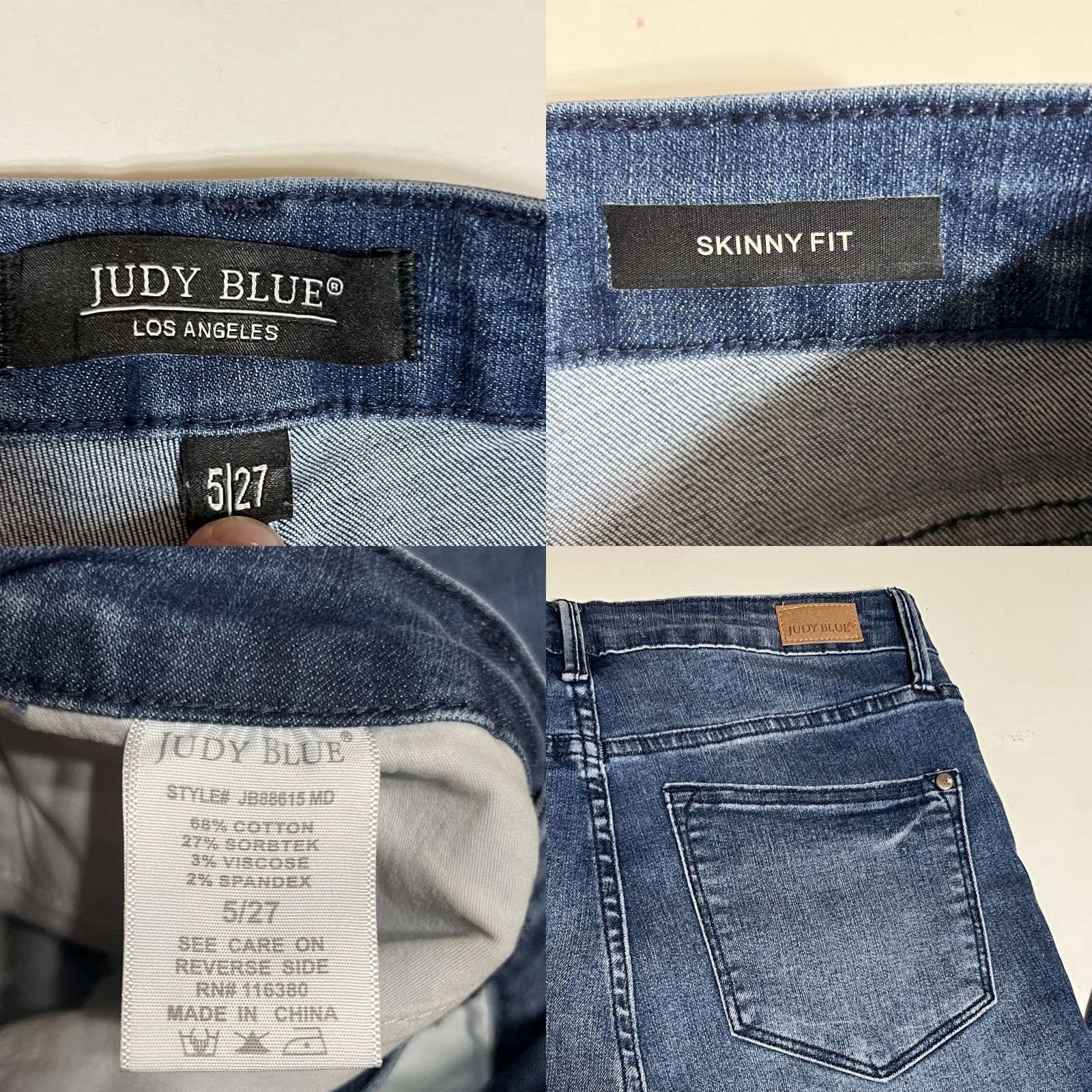 Vintage Judy Blue Jeans Womens Skinny High Rise 28x29 Blue Denim Stretch Pocket Zip Button Logo Slim Regular 5/27 29in Inseam Size 28" / US 6 / IT 42 - 8 Thumbnail
