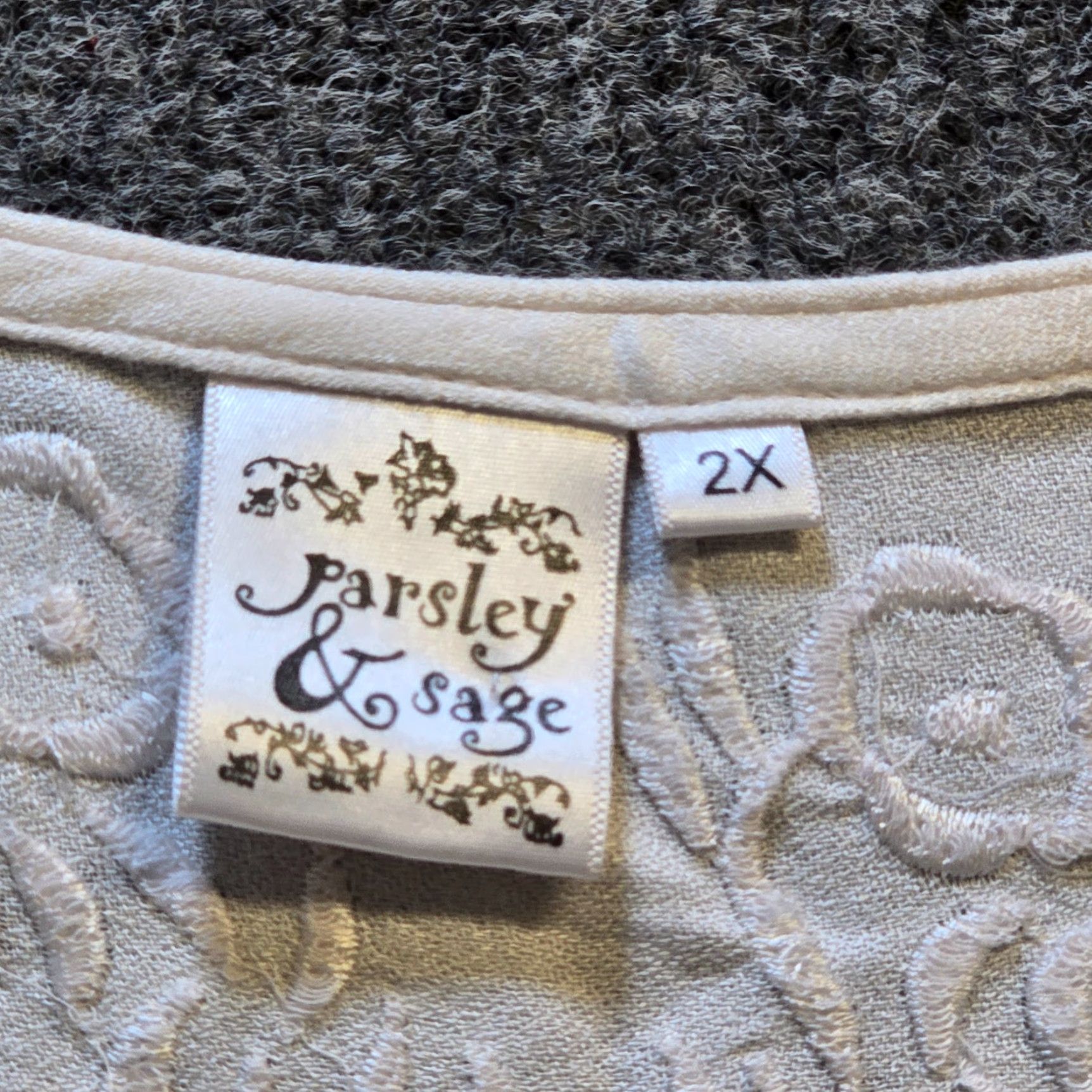 Vintage Parsley and Sage Top Women 2X White Embroidered 3/4 Flare Sleeve Blouse Vintage No N/A Size XXL / US 16-18 / IT 52-54 - 4 Thumbnail