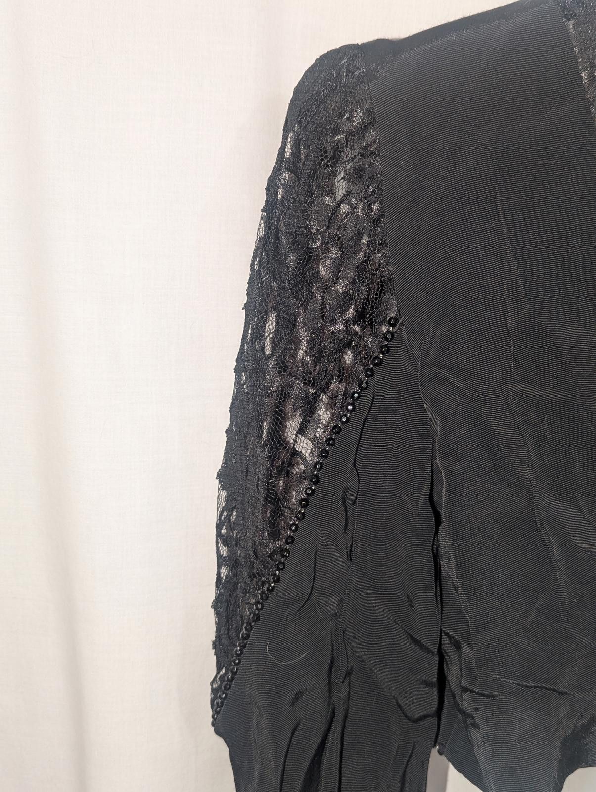 Designer Vtg 80s Victorian Black Lace Sleeve Cropped Bolero Jacket XS Size XS / US 0-2 / IT 36-38 - 6 Thumbnail