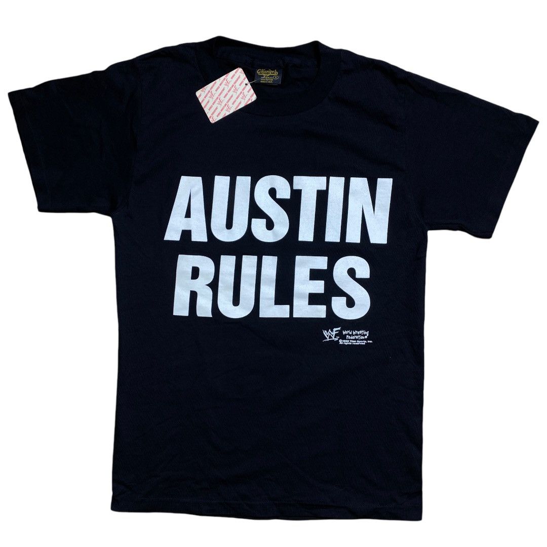 image of Vintage x Wwe New Wwf Austin Rules Goldberg Sucks in Black, Men's (Size Small)