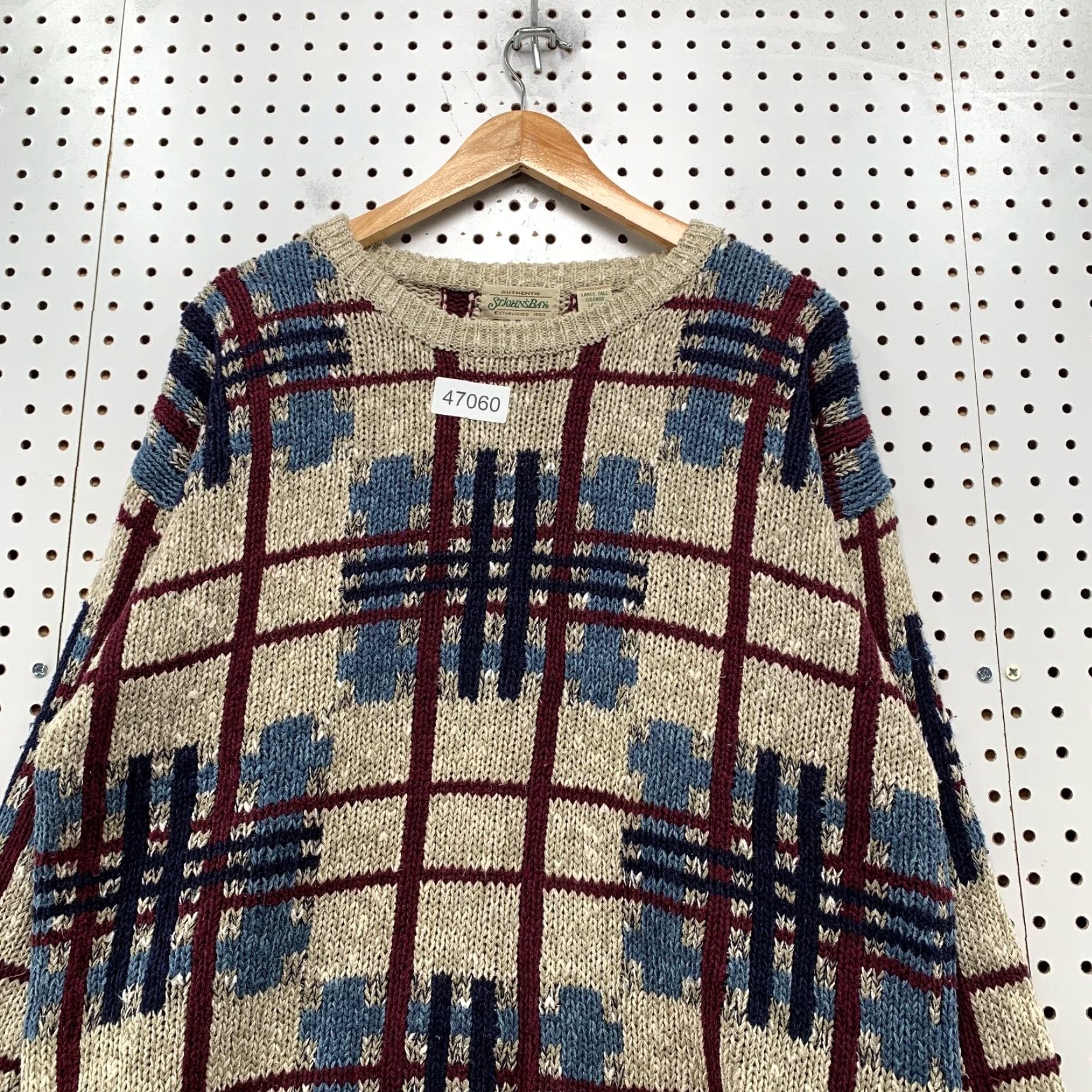 Vintage VINTAGE St. John's Bay Sweater Mens L Beige Plaid Linen Ramie Blend Casual Pullover Knit Crew Neck Winter Fall Spring Men Size US L / EU 52-54 / 3 - 5 Thumbnail