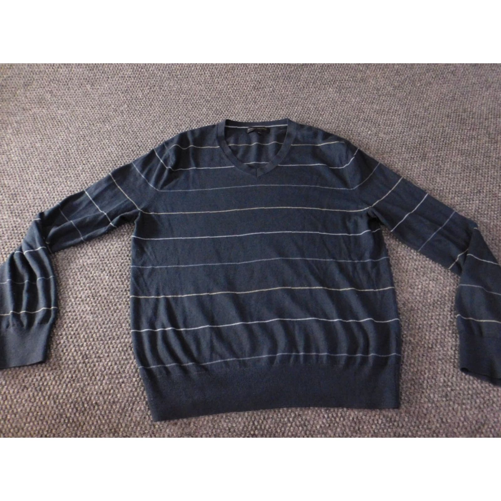 Banana Republic Banana Republic Mens Sweater Long Sleeve Crew Neck Pullover Striped Blue M Regular Knit Cotton Nylon Silk Size US M / EU 48-50 / 2 - 3 Thumbnail