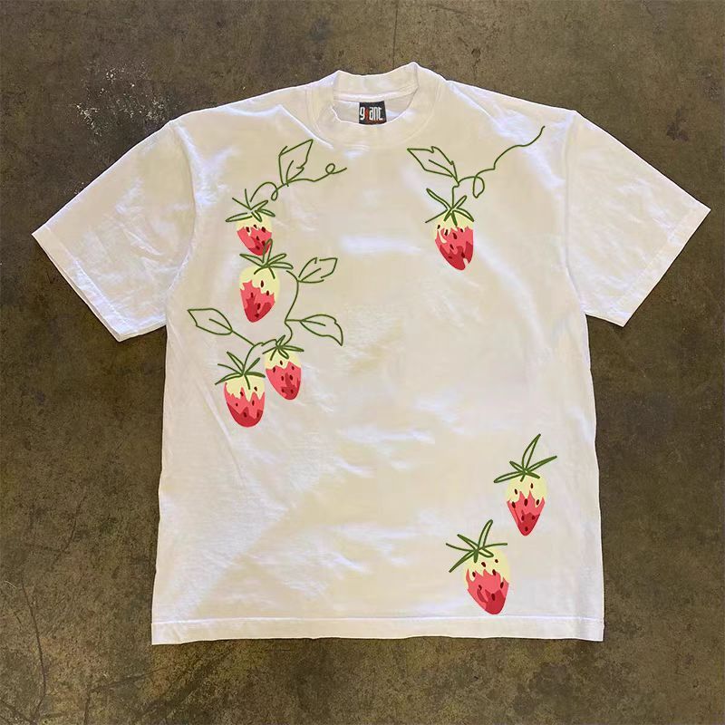 Japanese Brand White Loose Strawberry Print Short Sleeve T-Shirt Size US M / EU 48-50 / 2 - 1 Thumbnail