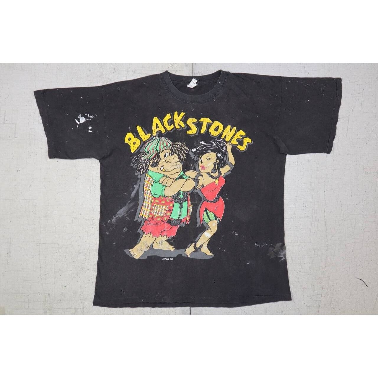Vintage Vintage 90s The Flintstones Black Stones Cartoon Parody XL Size US XL / EU 56 / 4 - 1 Thumbnail