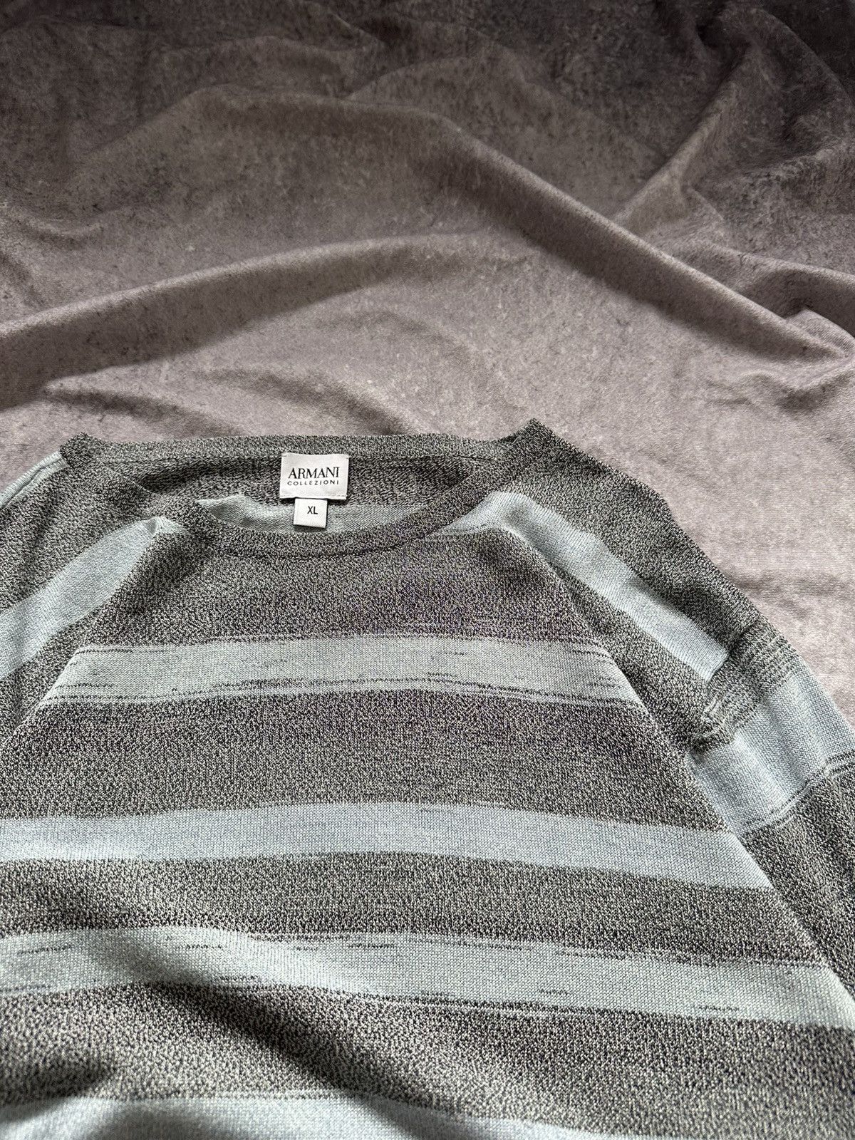 Armani Collezioni Armani Collezioni Mens Gingham Sweater XL Gray Blue Size US XL / EU 56 / 4 - 7 Thumbnail