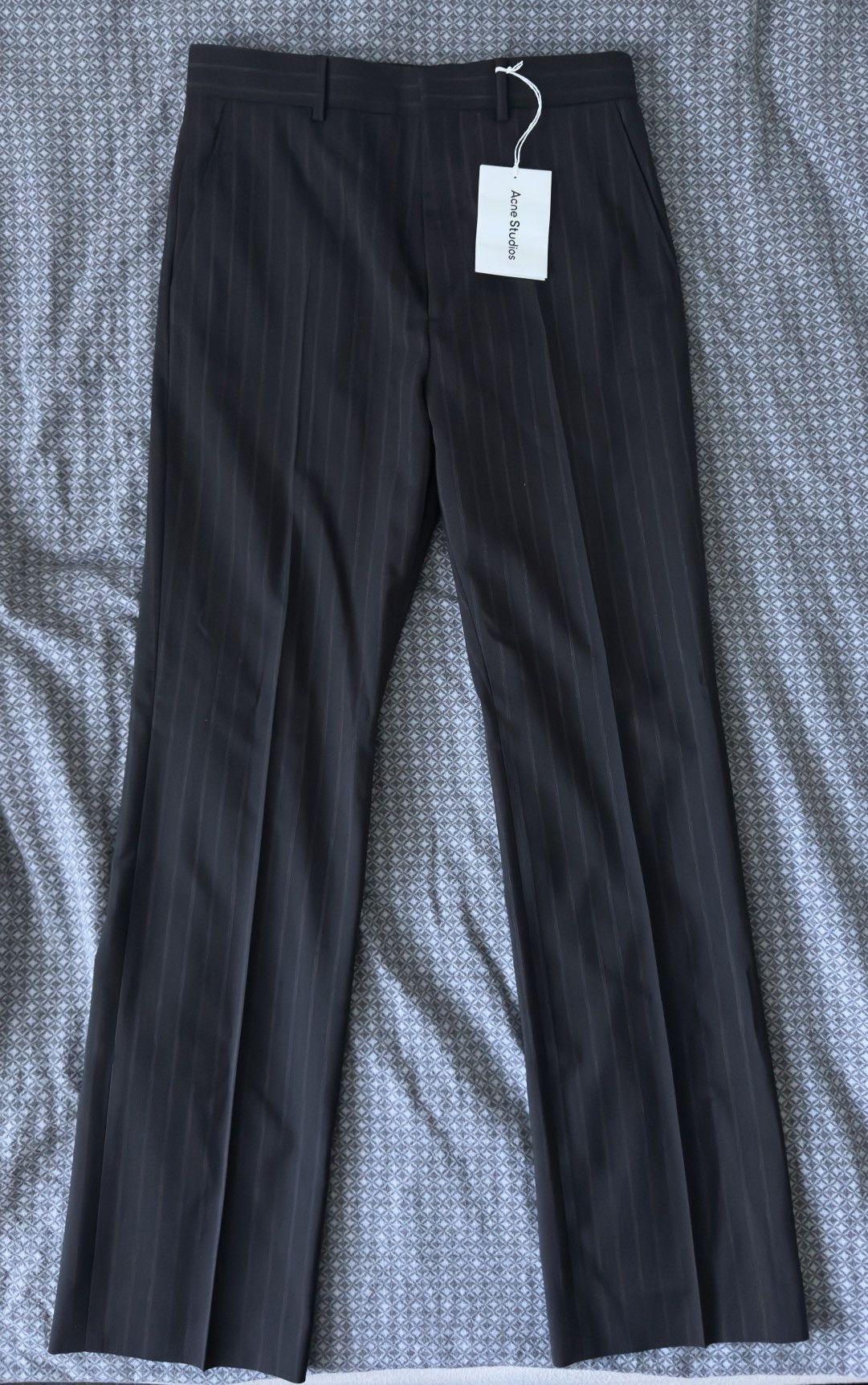 image of NWT Acne Studios Pinstripe Wool Blend Pants in Black, Men's (Size 31)