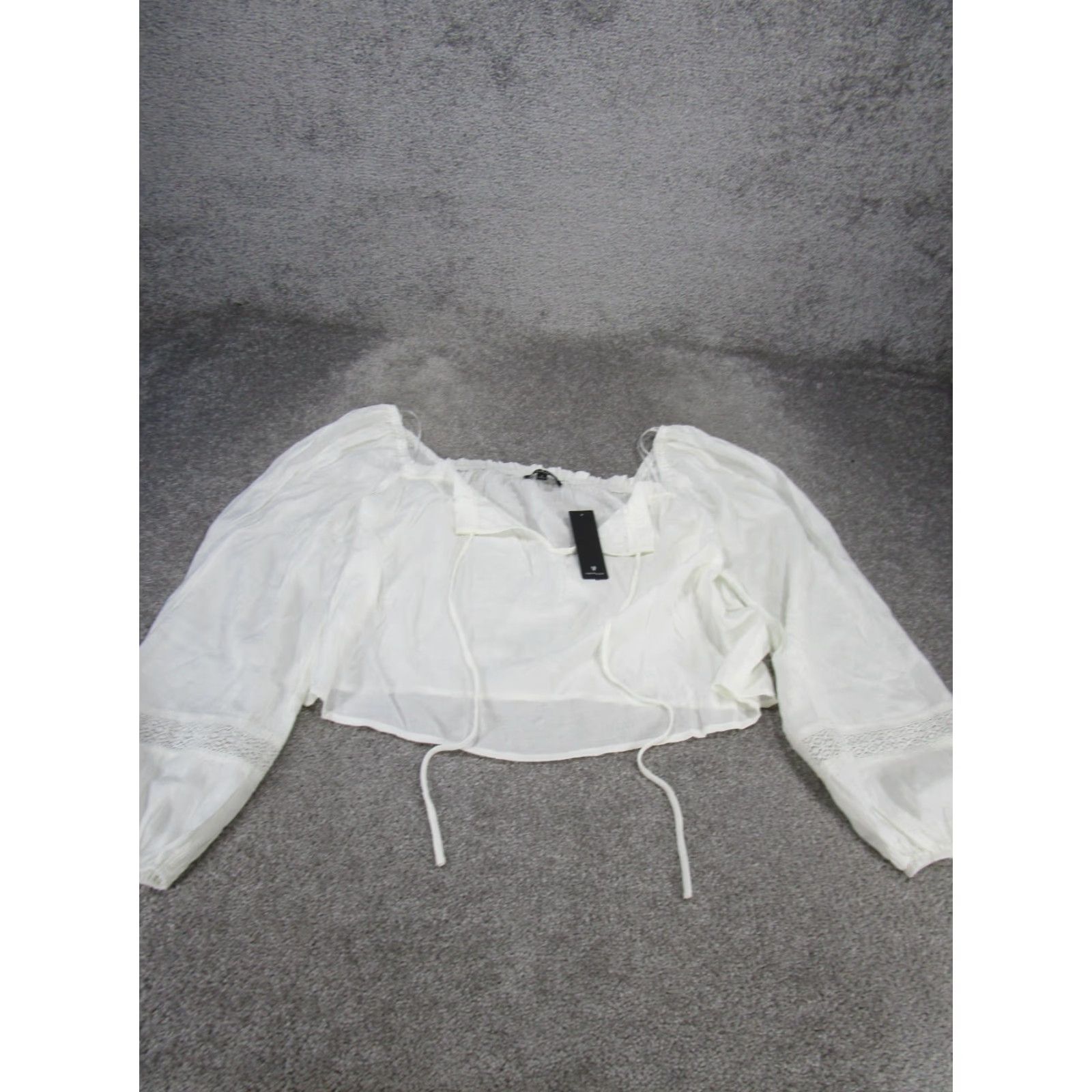 Lulus Lulus Shirt Womens M White Square Neck Puff Sleeve Blouse NEW Size M / US 6-8 / IT 42-44 - 2 Thumbnail