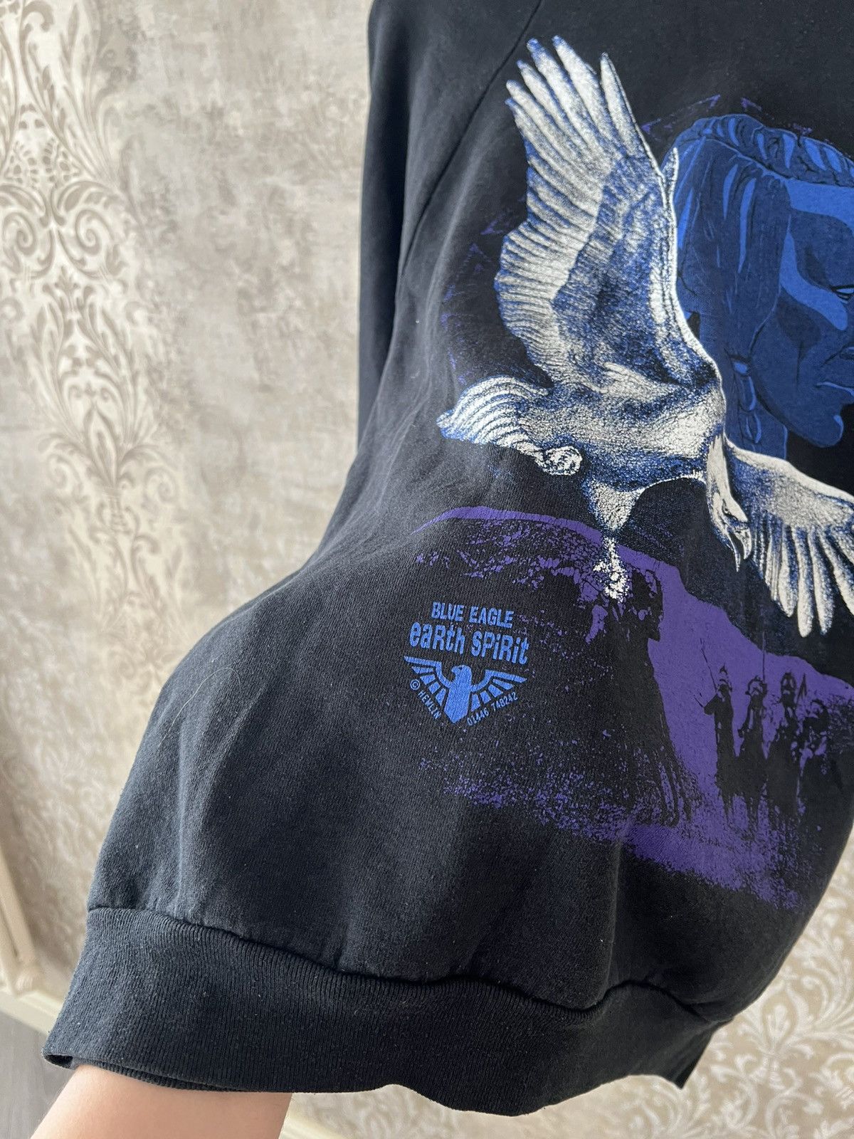 Vintage Vintage 90s Earth Spirit Sweatshirt Blue Eagle Bald Eagle Size US L / EU 52-54 / 3 - 9 Thumbnail