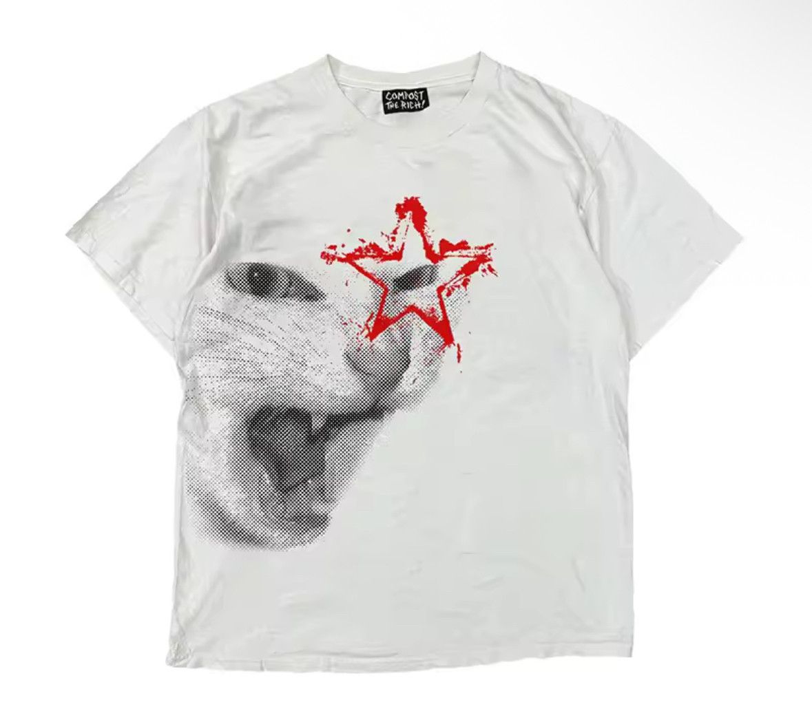 Japanese Brand Y2K Streetwear Retro Rock Star Cat White T-Shirt Size US L / EU 52-54 / 3 - 1 Thumbnail