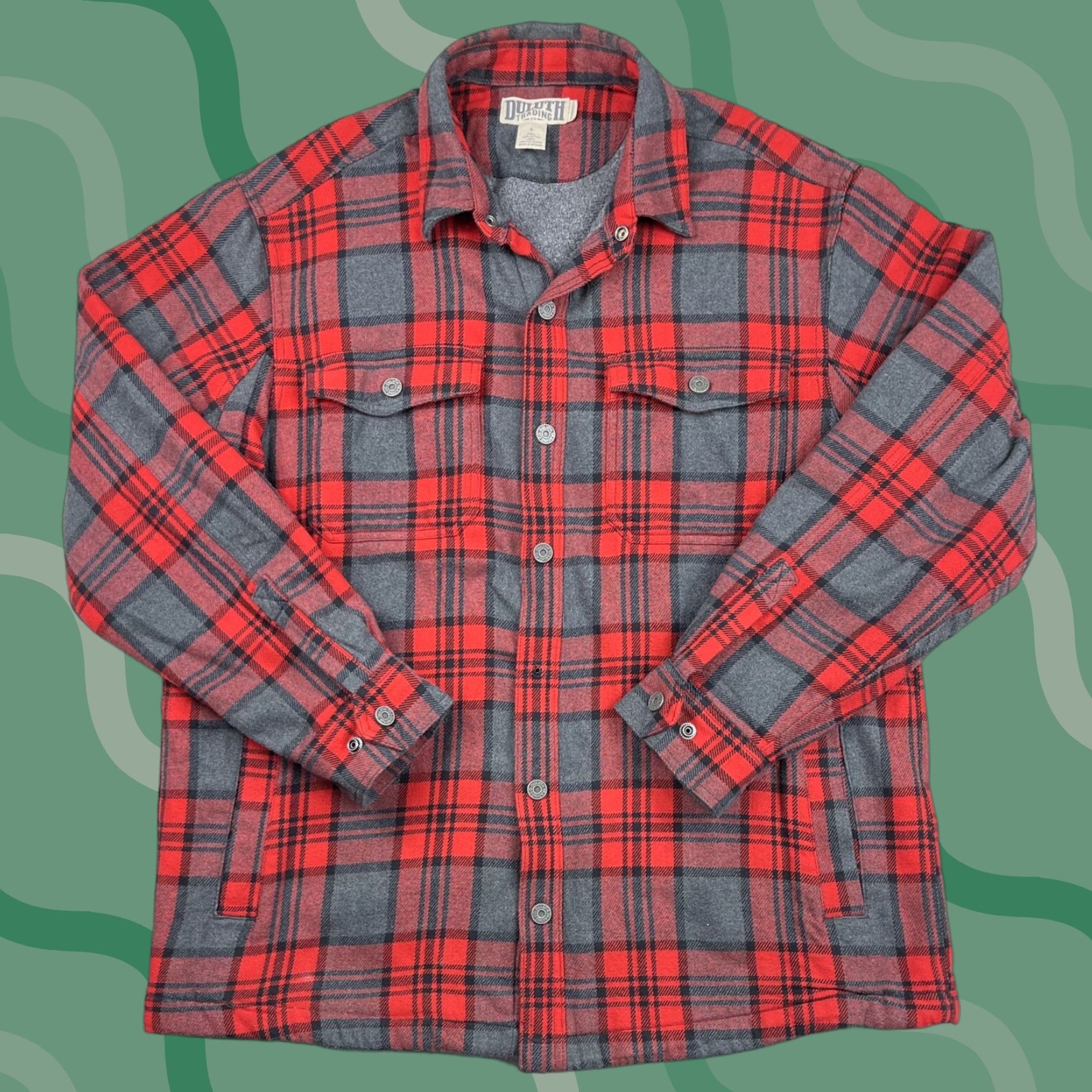 Vintage Duluth Men's Fleece Lined Flannel Long Sleeve Snap Up Red Plaid L Shirt Size US L / EU 52-54 / 3 - 1 Thumbnail