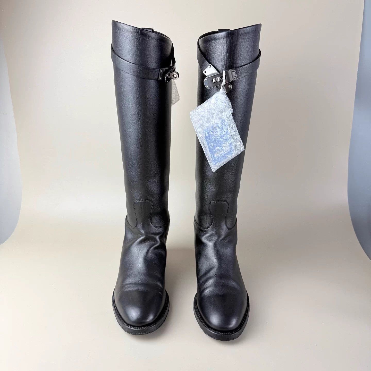 Hermes Hermes Black Silver Kelly High Boot 36.5 99 New Size US 5.5 / IT 35.5 - 2 Thumbnail