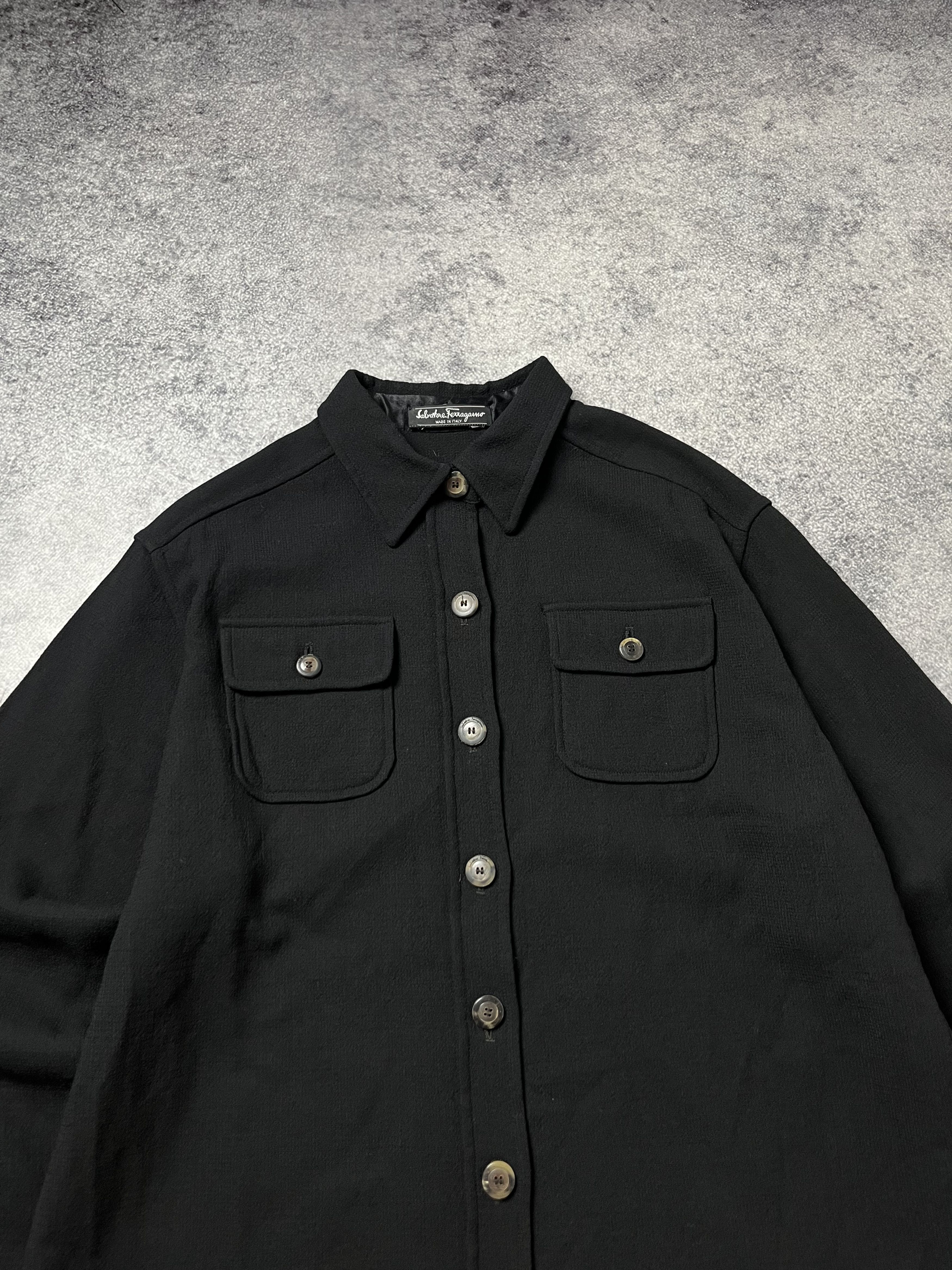 Salvatore Ferragamo 🔥90's Salvatore Ferragamo Wool Signature Shirt Coat Jacket Size US L / EU 52-54 / 3 - 2 Thumbnail