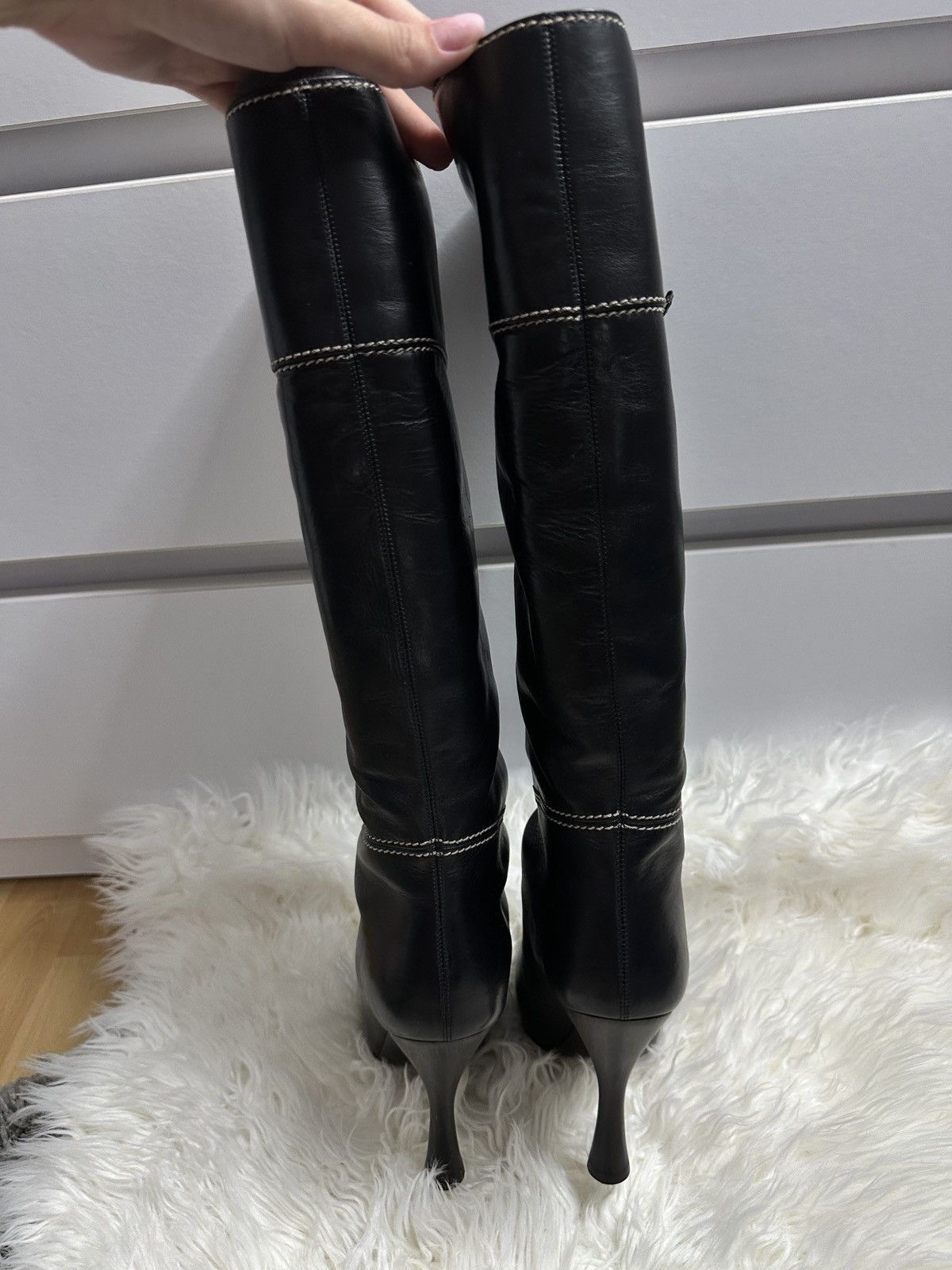 Bally Bally Black Leather High Heel Knee Boots Size: EU 37 Size US 6 / IT 36 - 7 Thumbnail