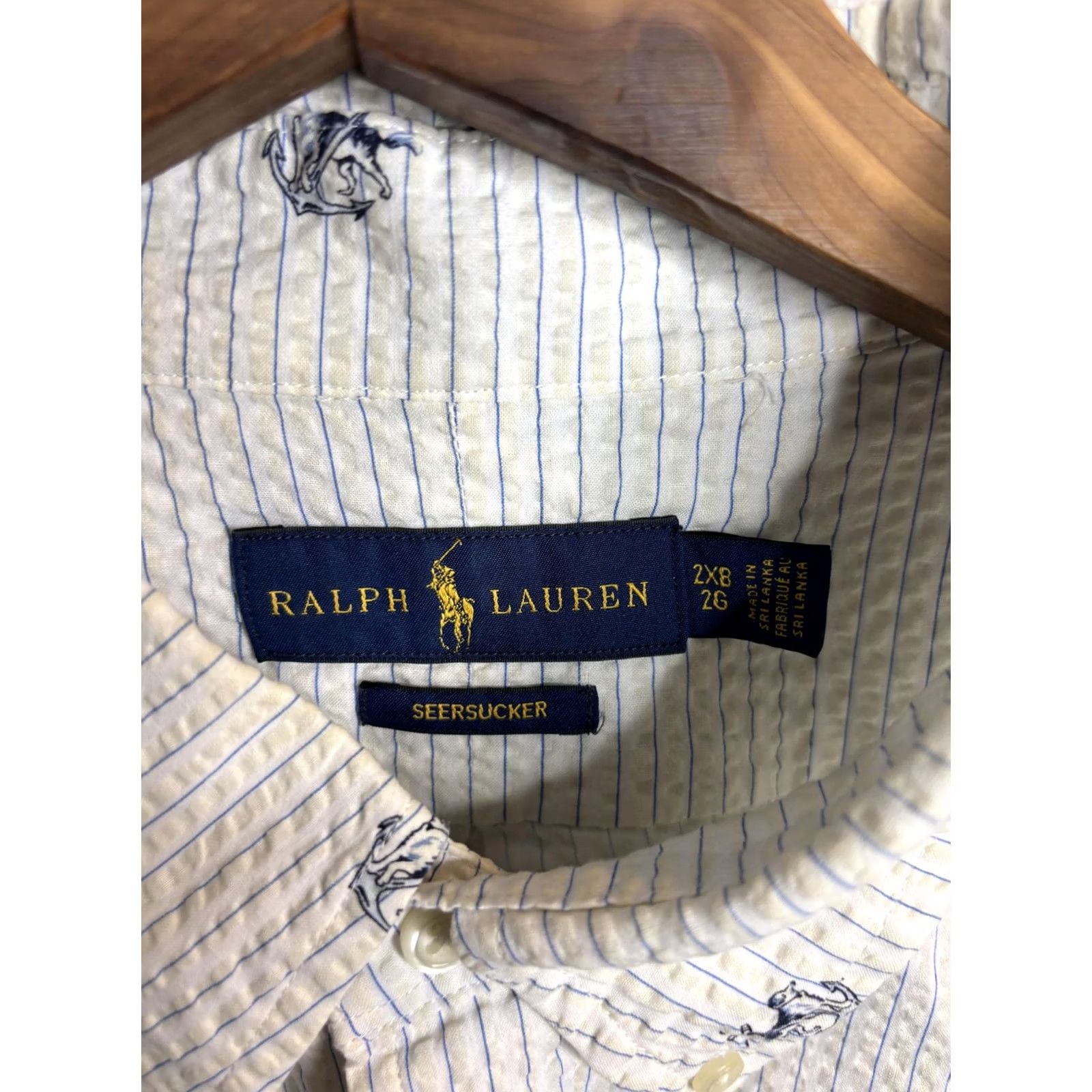 Ralph Lauren Ralph Lauren Seersucker Shirt Mens 2XB Striped Anchor Nautical Embroidered Shirt Size US XXL / EU 58 / 5 - 3 Thumbnail