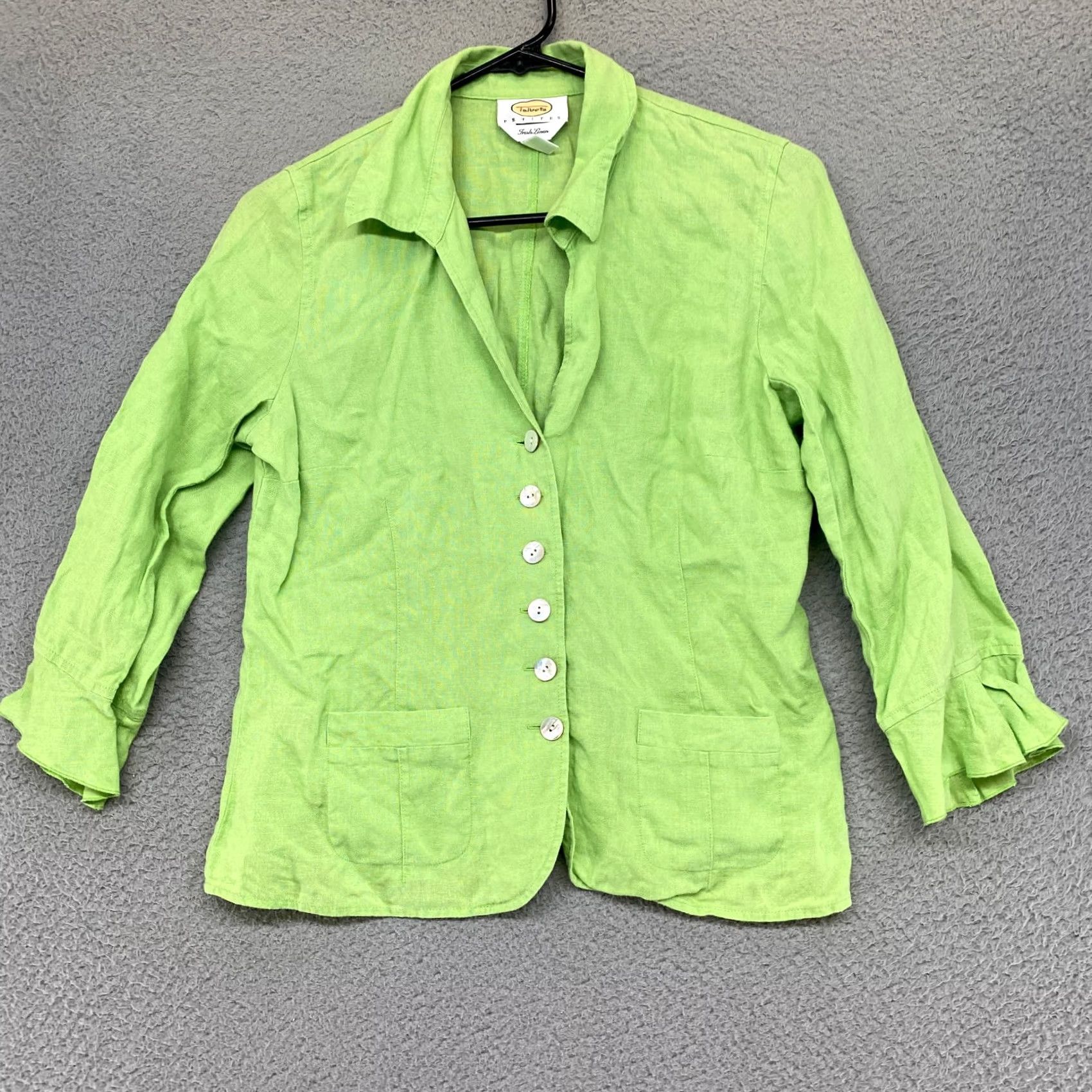 Talbots Talbots Linen Jacket / Top Green Button 8 Pockets Womens Regular Size M / US 6-8 / IT 42-44 - 2 Thumbnail