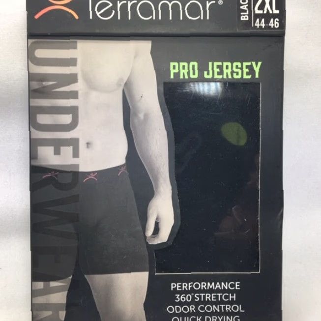 Vintage Terramar Mens Underwear Boxer Brief Pro Jersey Stretch Odor Control Black 2XL Size US XXL / EU 58 / 5 - 2 Thumbnail
