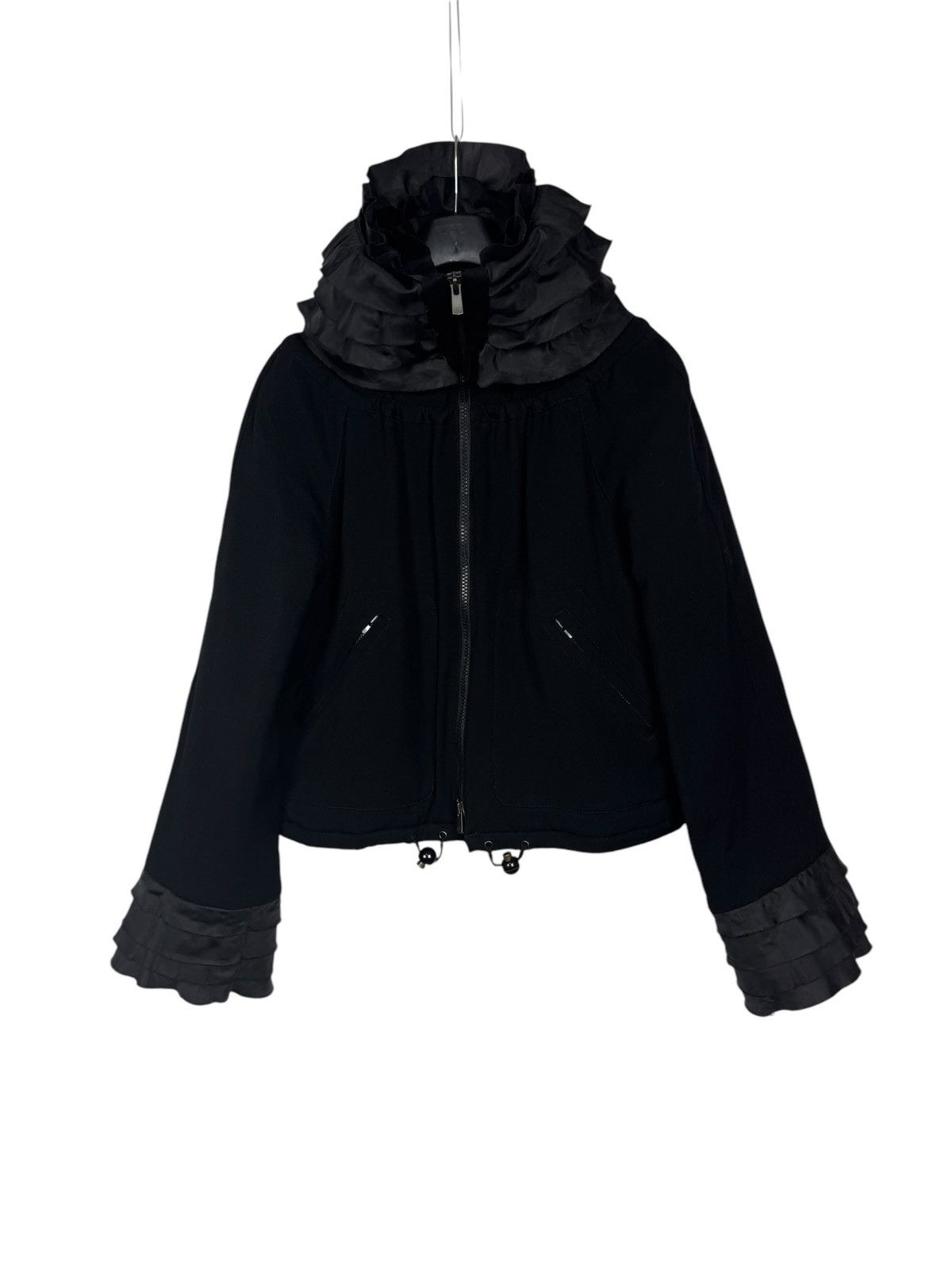 Armani Collezioni Armani Collezioni Wool Zip Jacket Ruffle Trim size IT42 Size M / US 6-8 / IT 42-44 - 11 Thumbnail