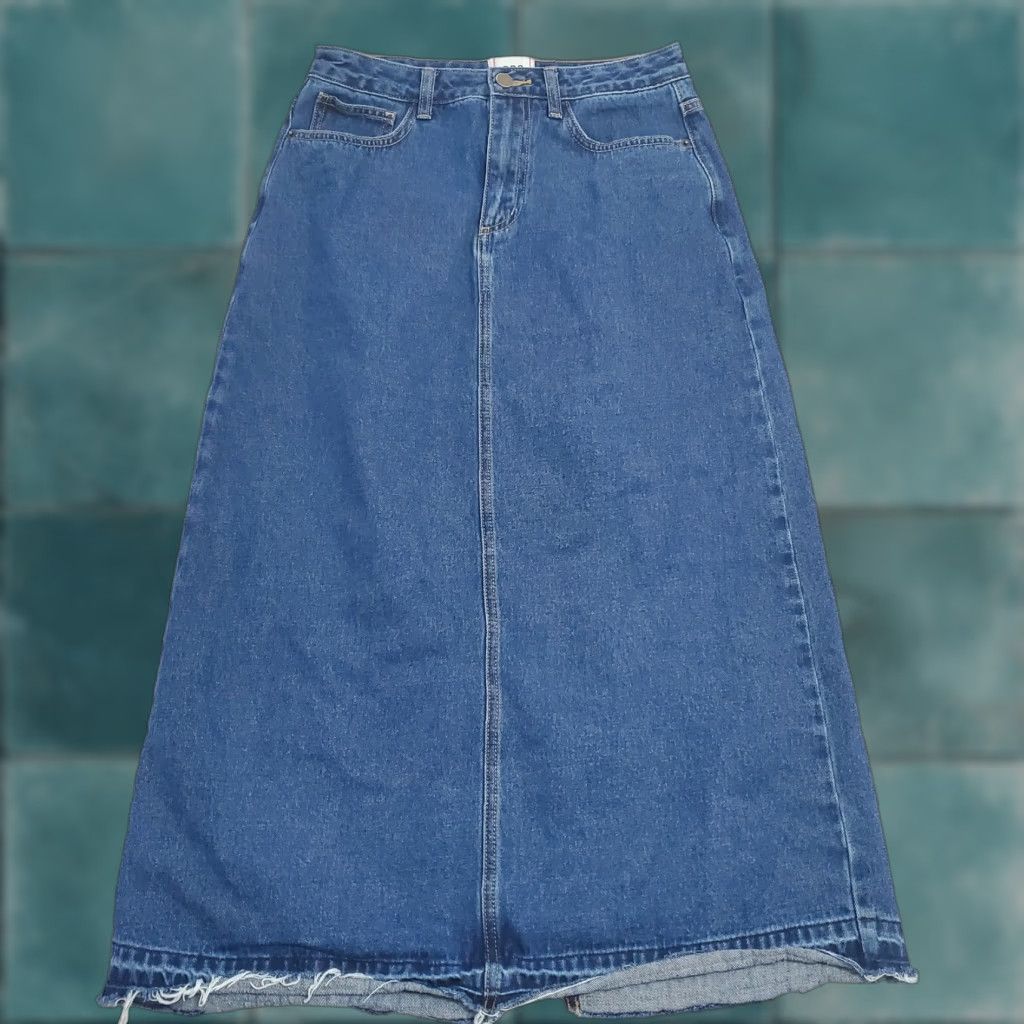 Bdg BDG Denim Midi Skirt Womens M Blue Medium Wash A-Line Release Hem Western Boho Skirt Size 32" / US 10 / IT 46 - 1 Thumbnail