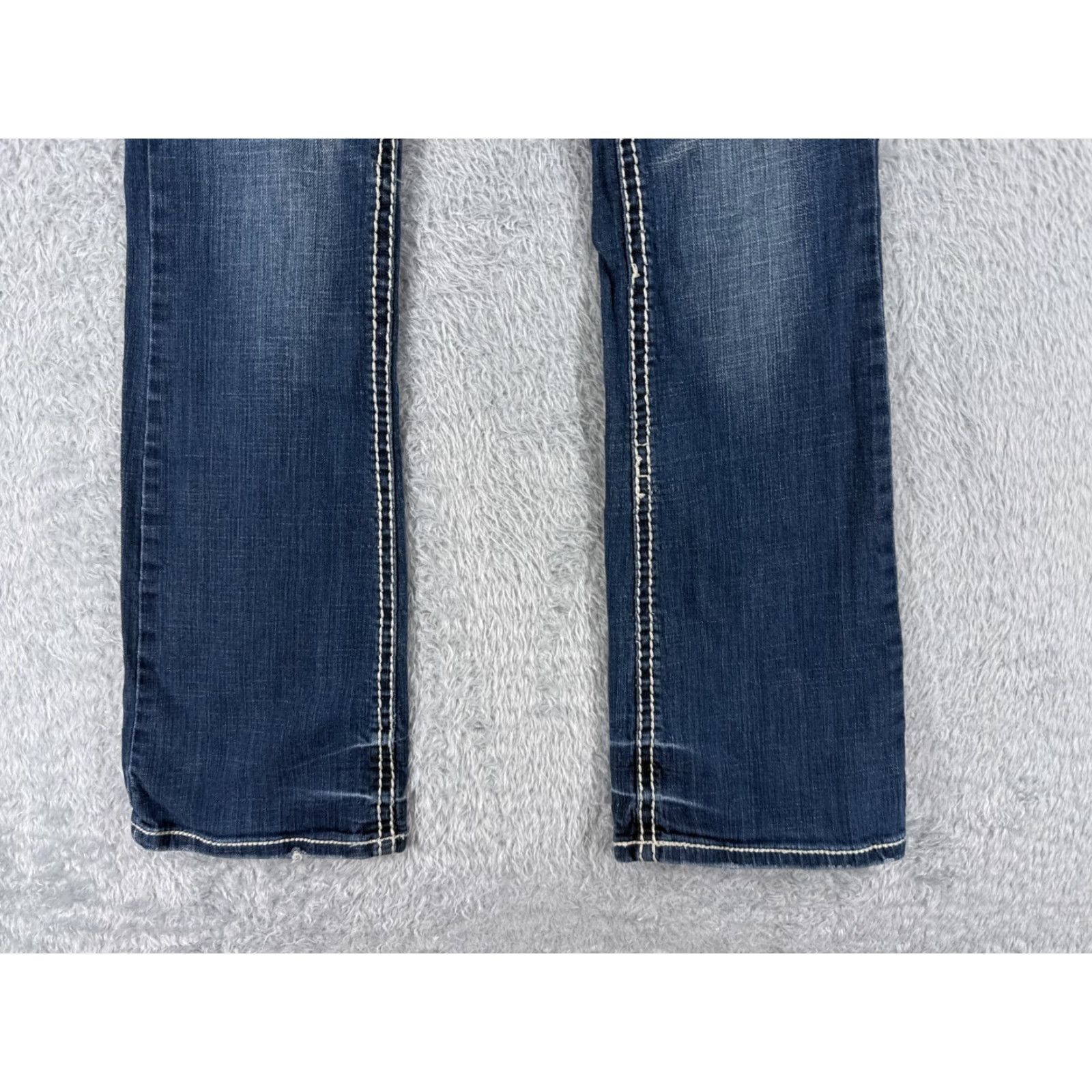 Vintage Request Jeans Pants Womens 11 Blue Denim Flared Distressed Embroidered 29x31 Size 32" / US 10 / IT 46 - 2 Thumbnail