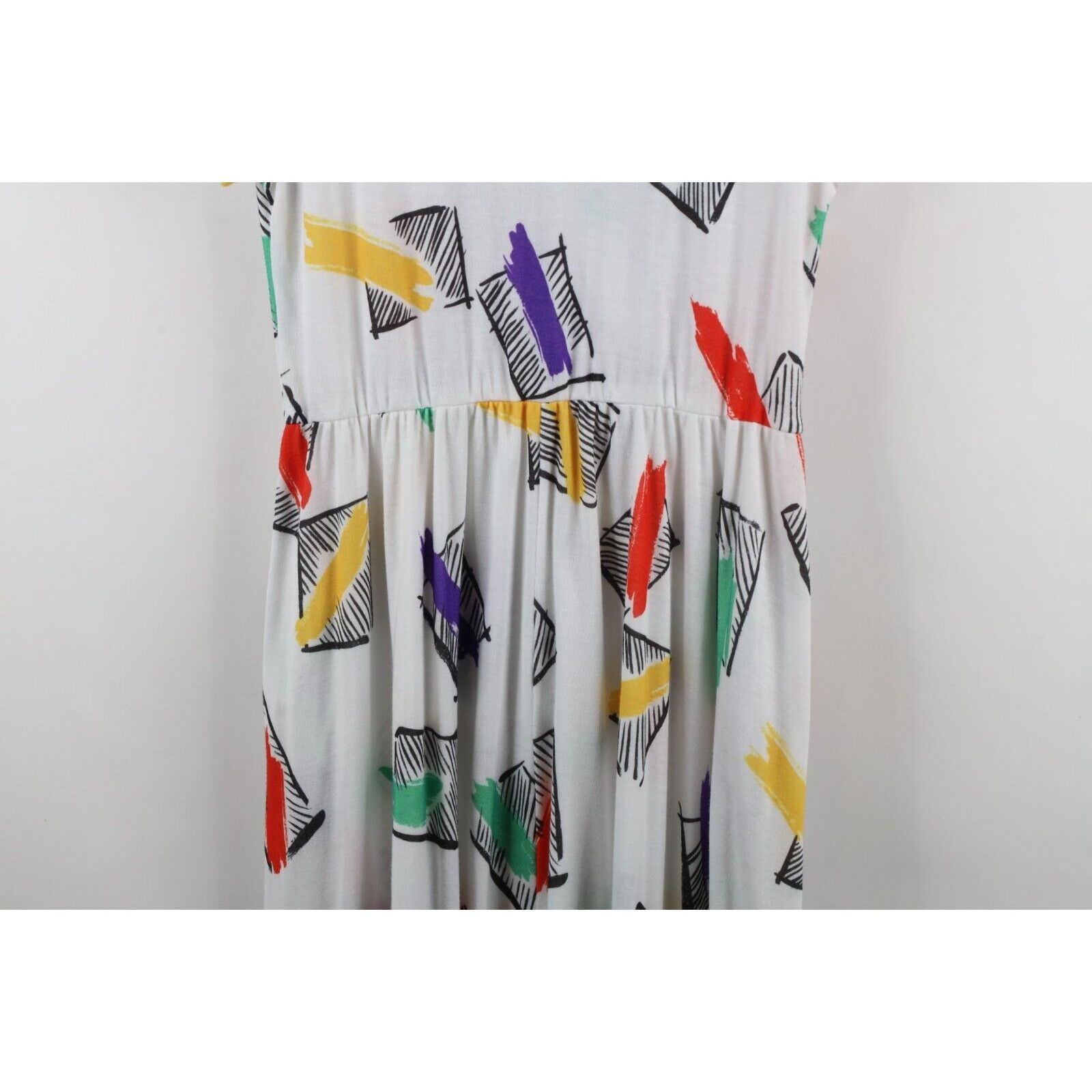 Vintage Vintage 80s Art Deco Distressed Rainbow Geometric Dress Size XXL / US 16-18 / IT 52-54 - 12 Thumbnail