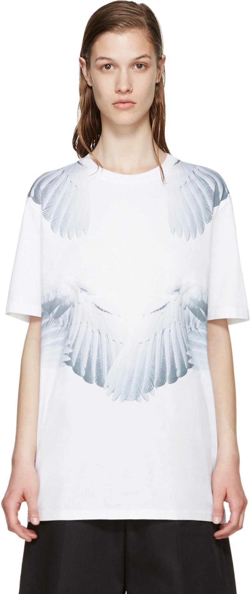 White Wings Print Oversized T-Shirt