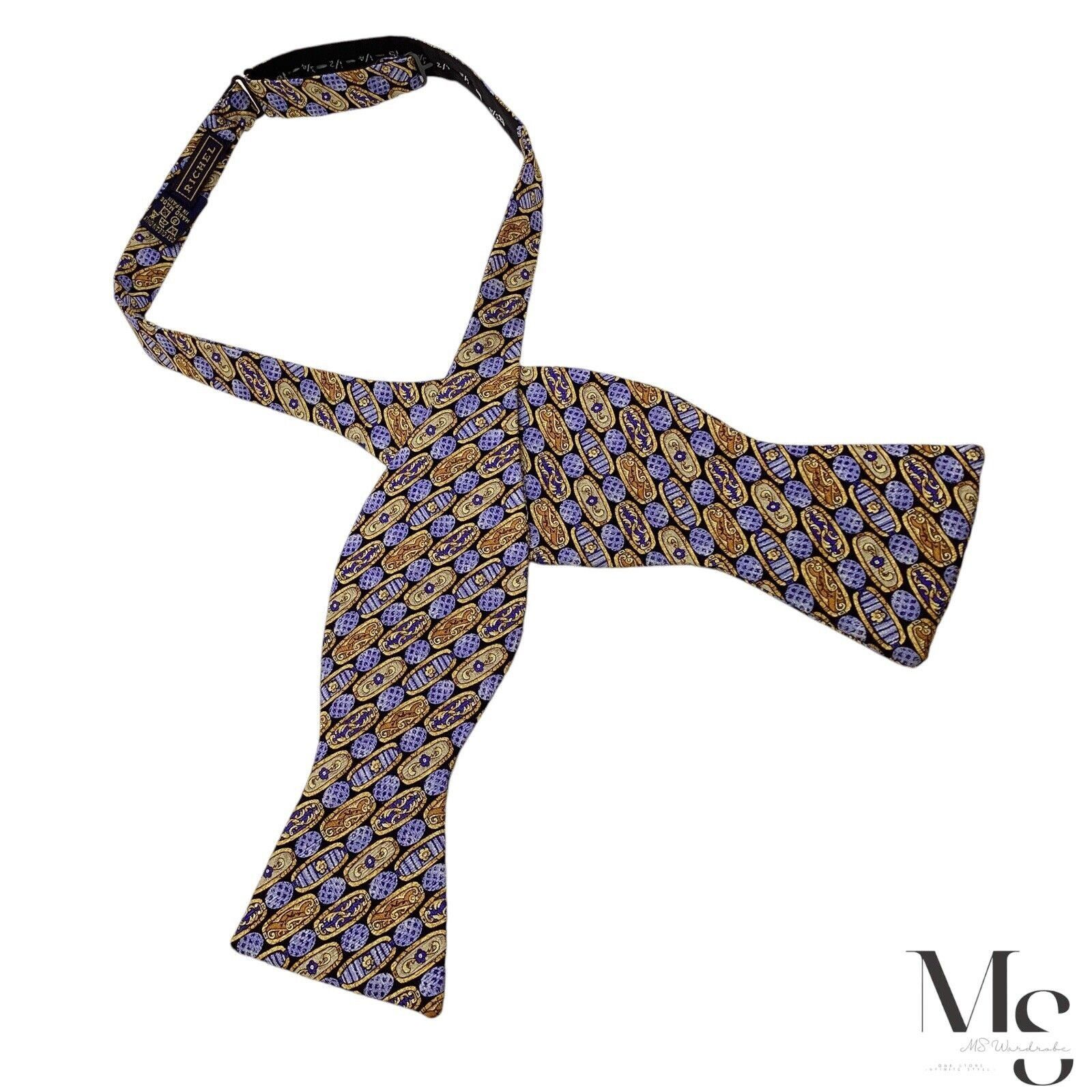 Other RICHEL Blue & Gold Baroque Adjustable Self Bow Tie Silk H.M Size ONE SIZE - 1 Thumbnail