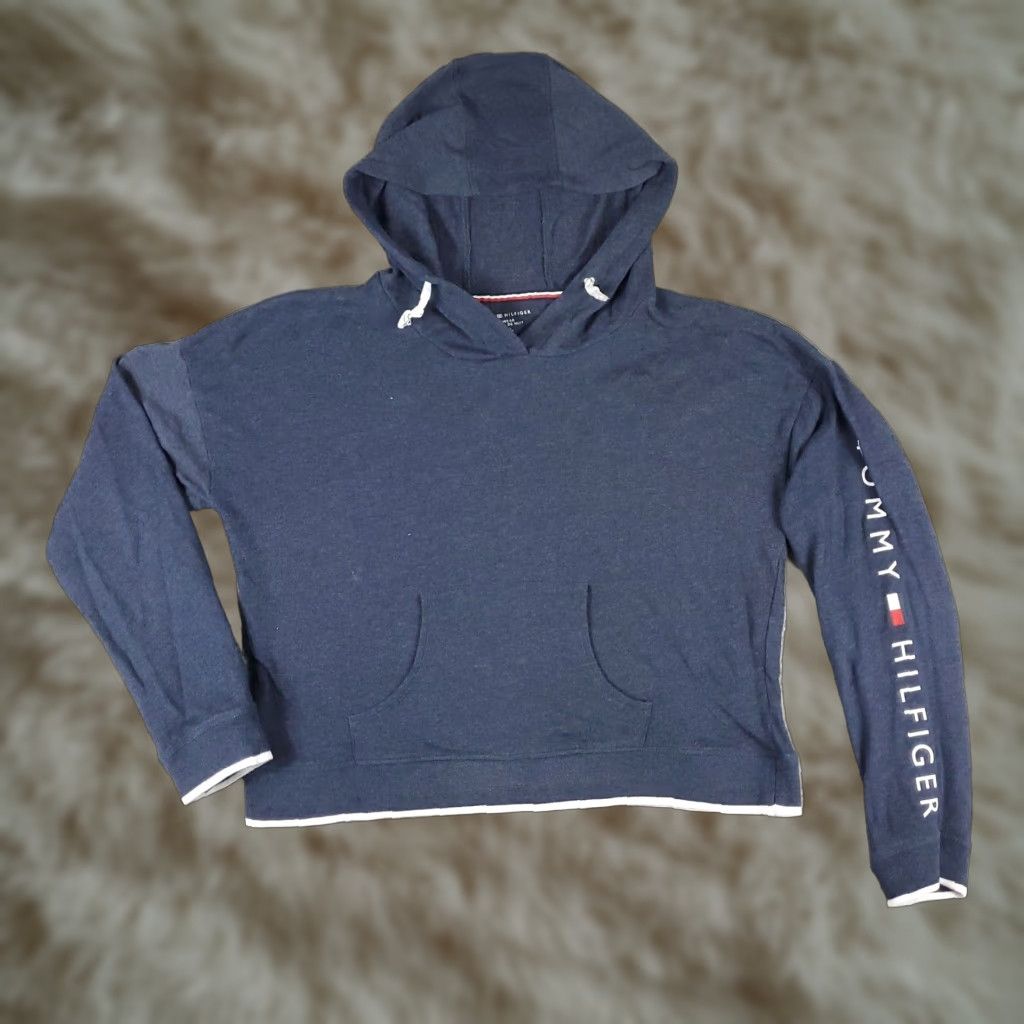 Tommy Hilfiger Tommy Hilfiger Hoodie Womens Large Blue Pullover Sweatshirt Size L / US 10 / IT 46 - 1 Thumbnail
